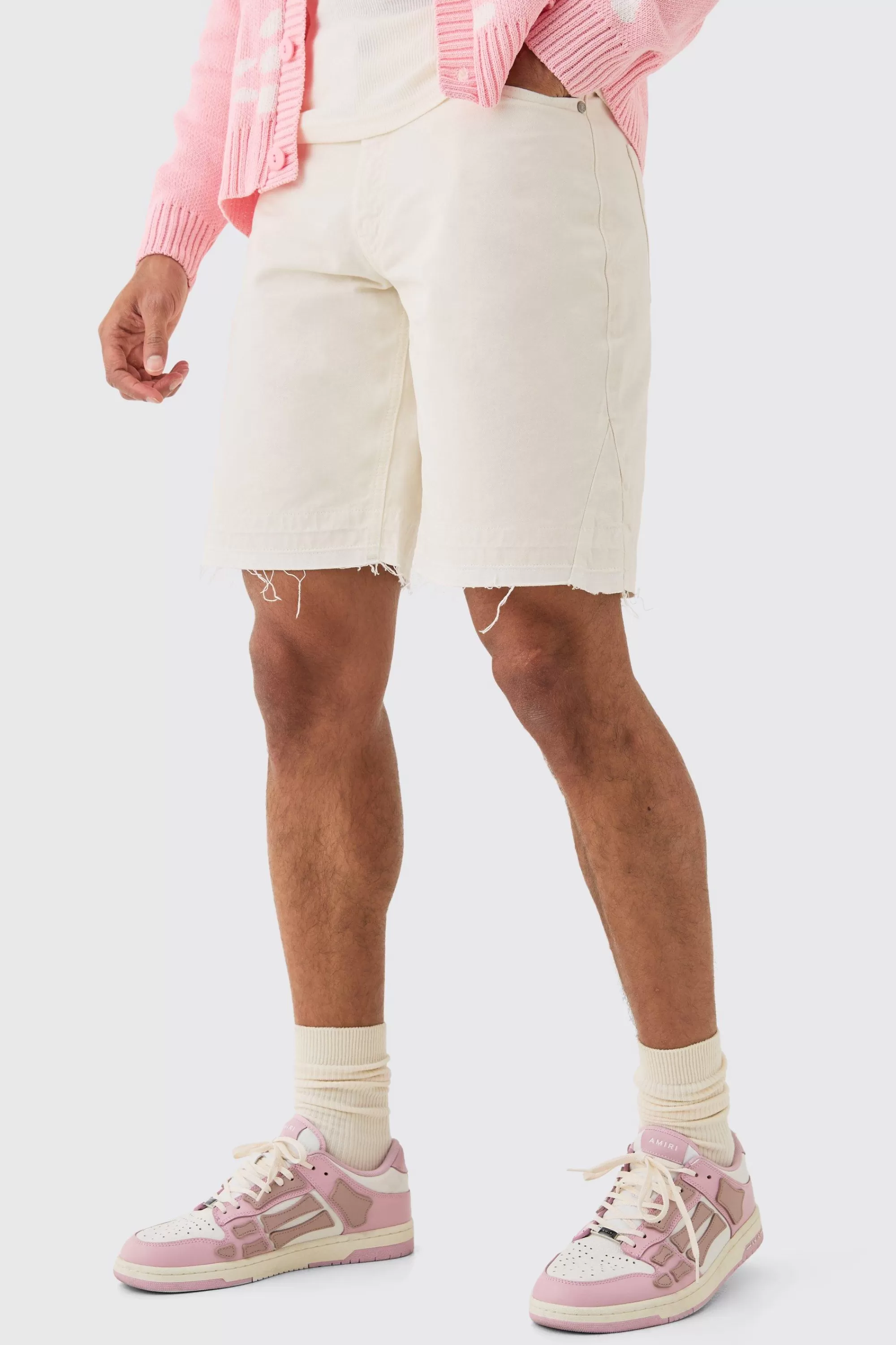 boohooMAN Fixed Waist Raw Hem Relaxed Gusset Shorts | UK