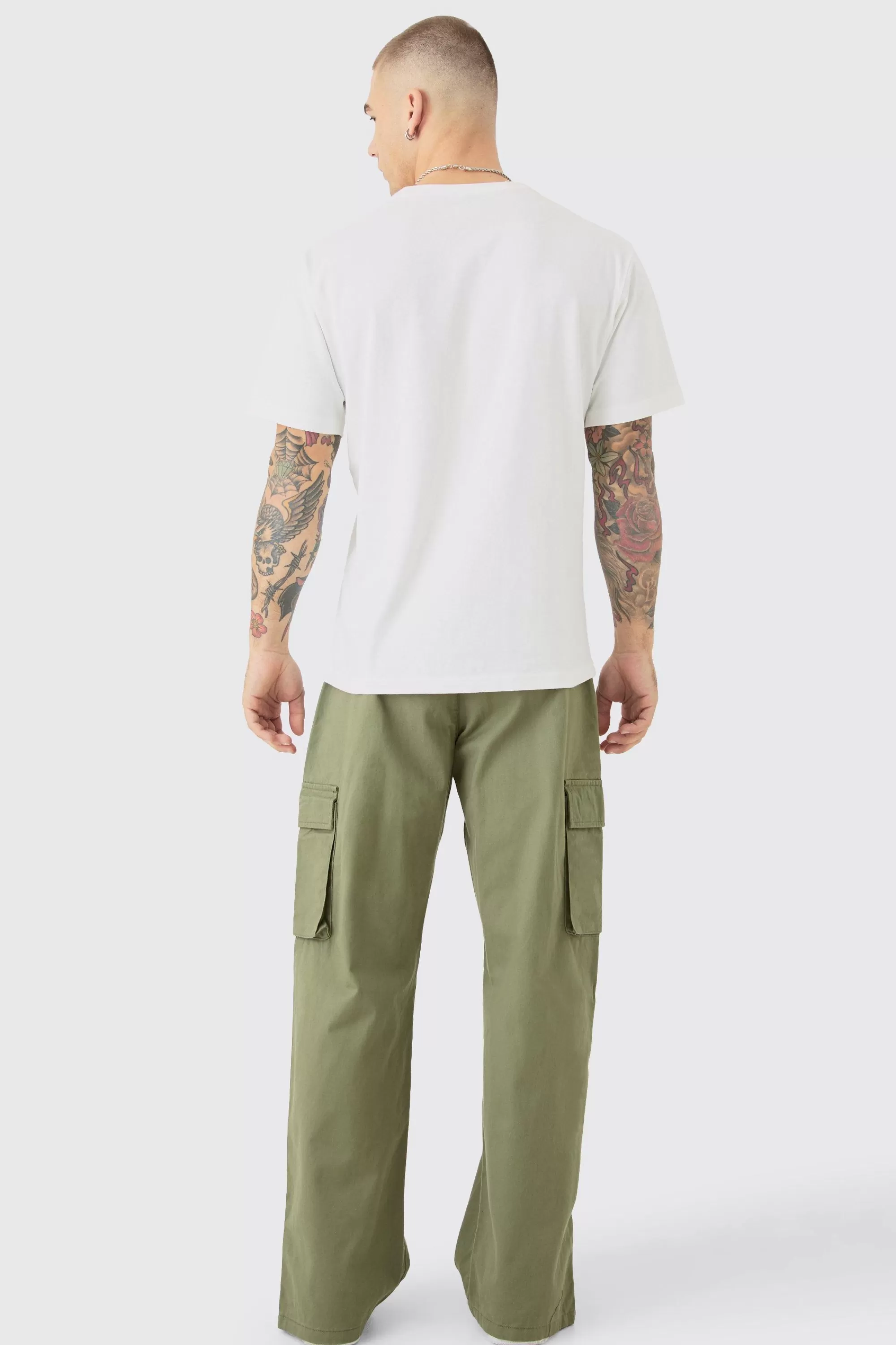 boohooMAN Fixed Waist Relaxed Fit Cargo Split Hem Trouser | UK