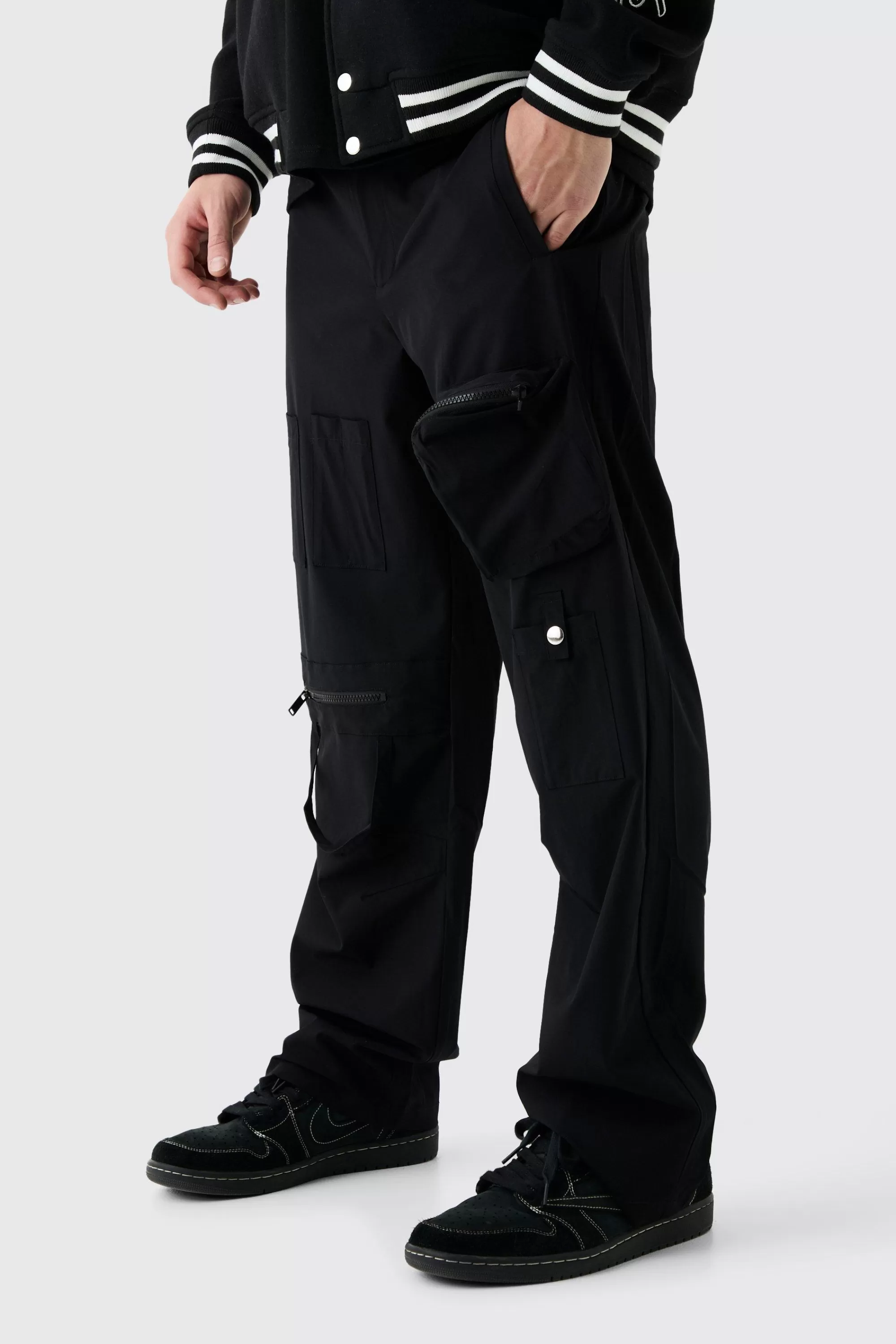 boohooMAN Fixed Waist Relaxed Multi Pocket Cargos | UK