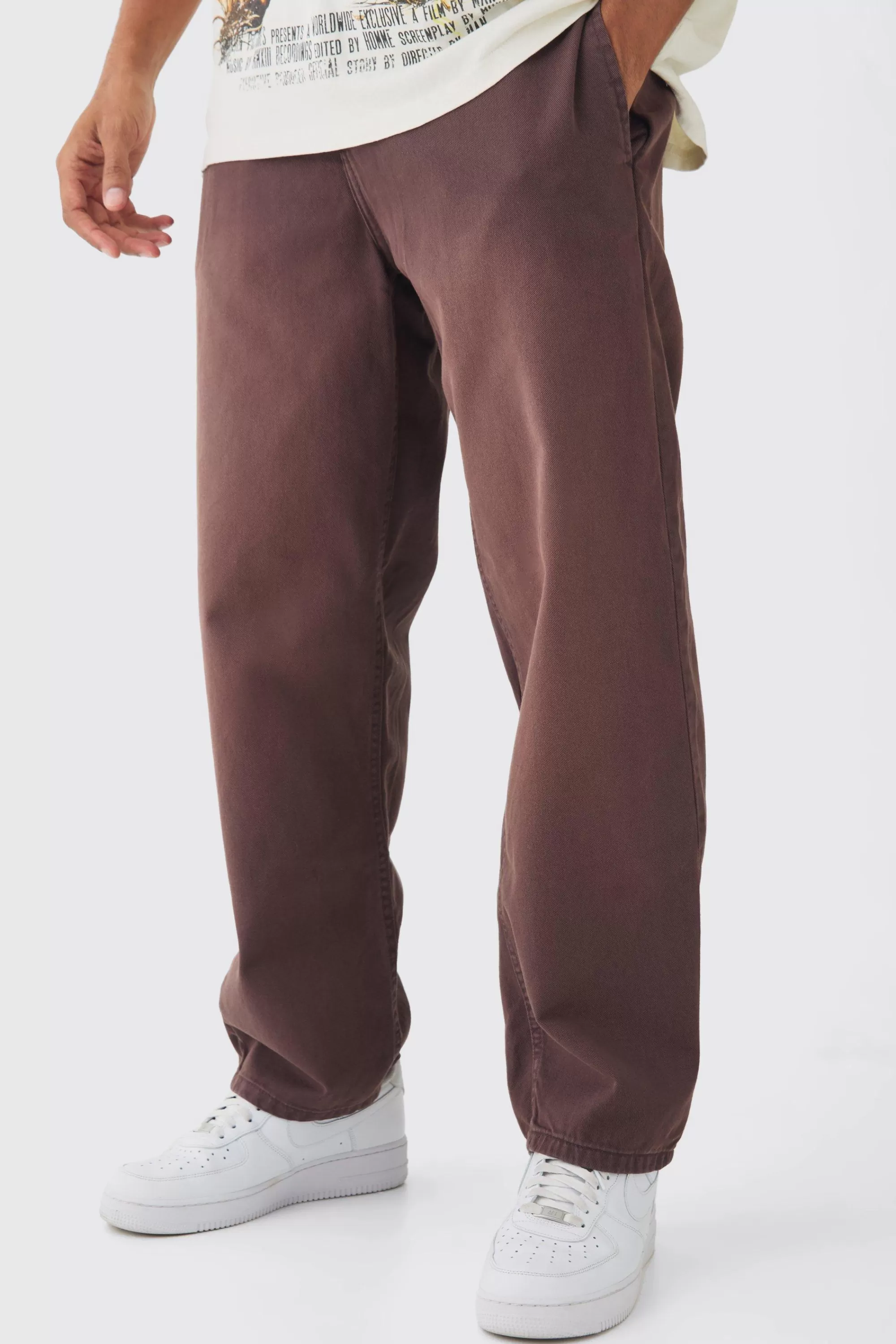 boohooMAN Fixed Waist Skate Twill Trousers | UK