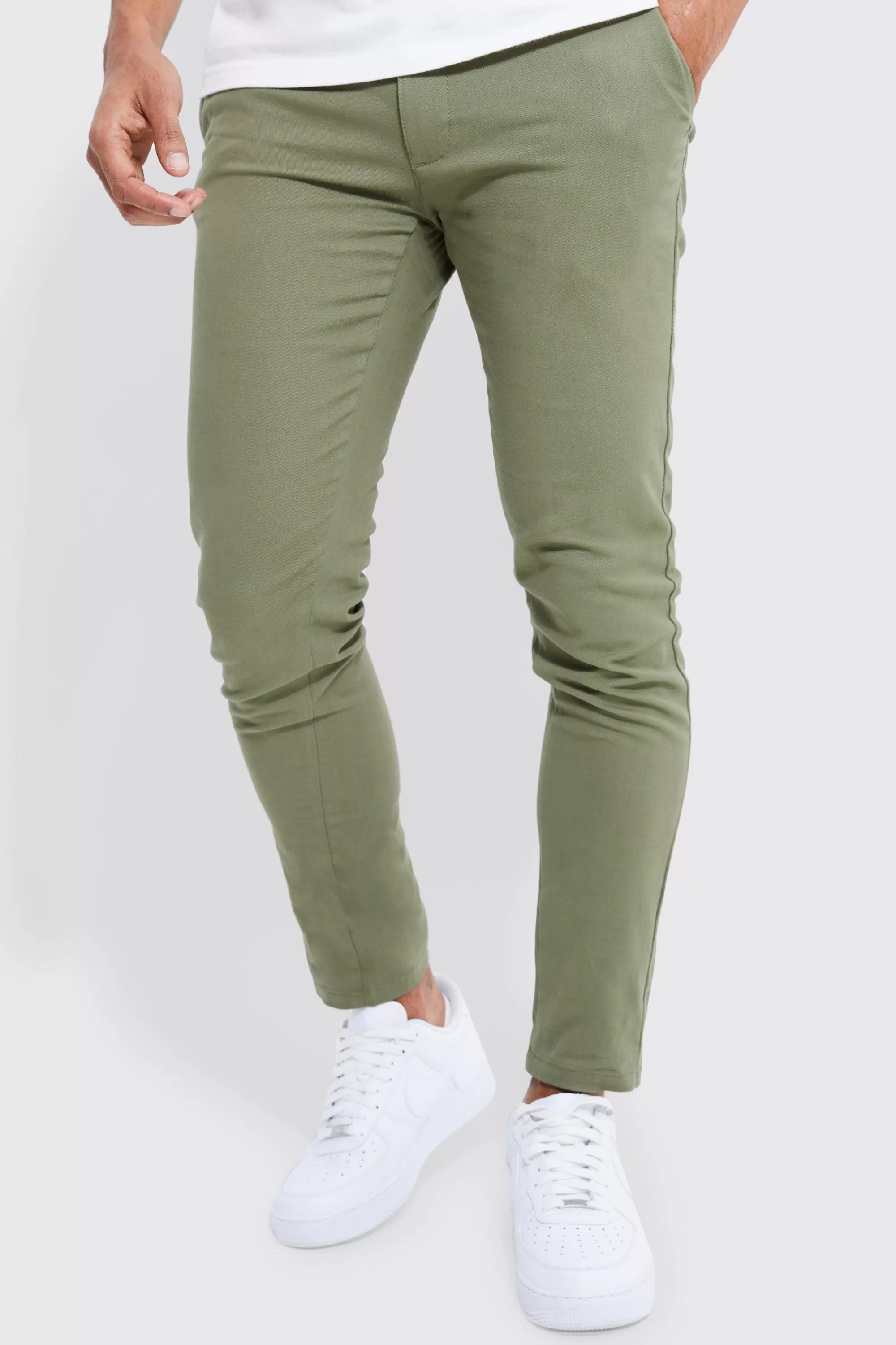 boohooMAN Fixed Waist Skinny Chino Trouser | UK