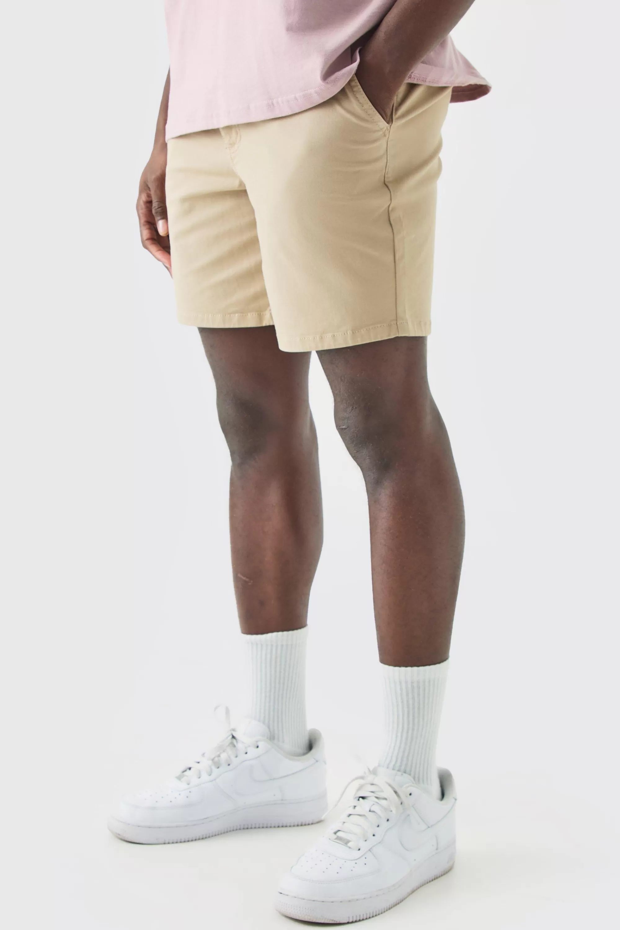 boohooMAN Fixed Waist Skinny Fit Chino Shorts | UK