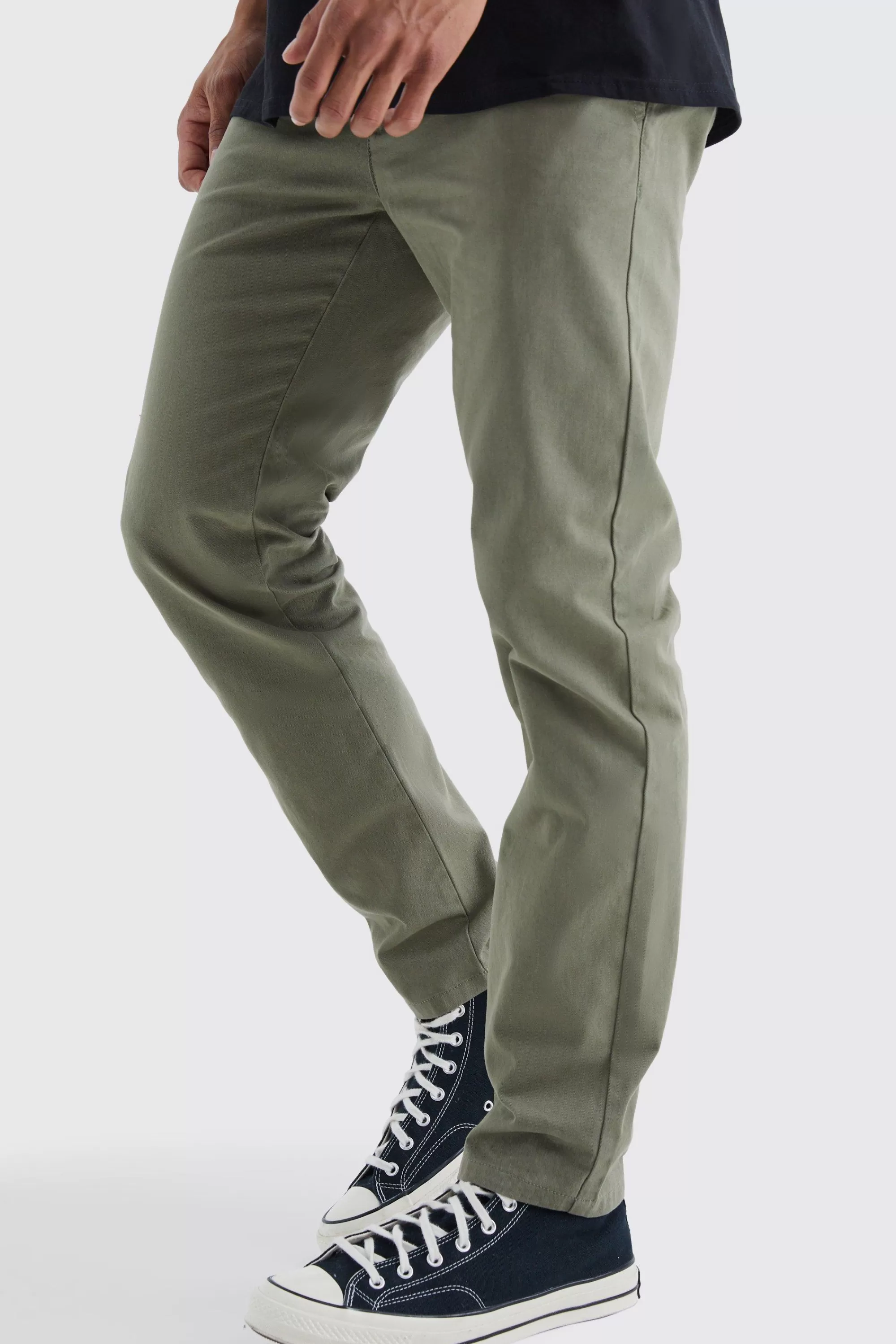 boohooMAN Fixed Waist Slim Chino Trouser | UK