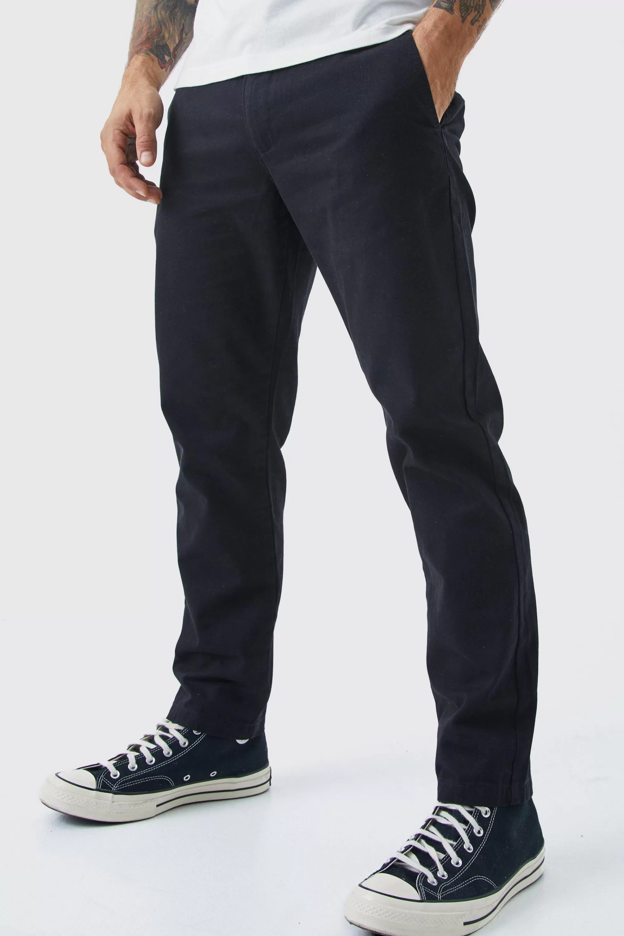 boohooMAN Fixed Waist Slim Cropped Chino | UK