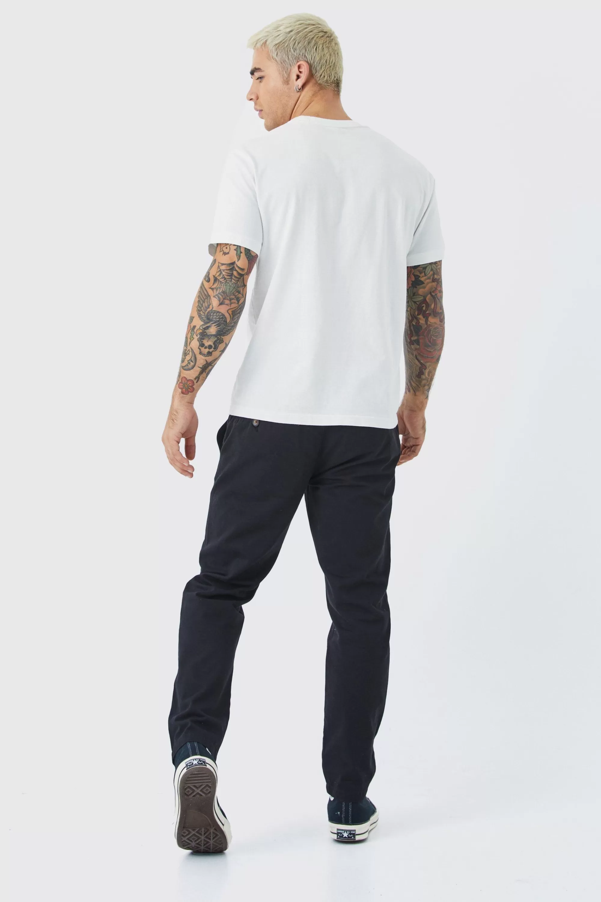 boohooMAN Fixed Waist Slim Cropped Chino | UK