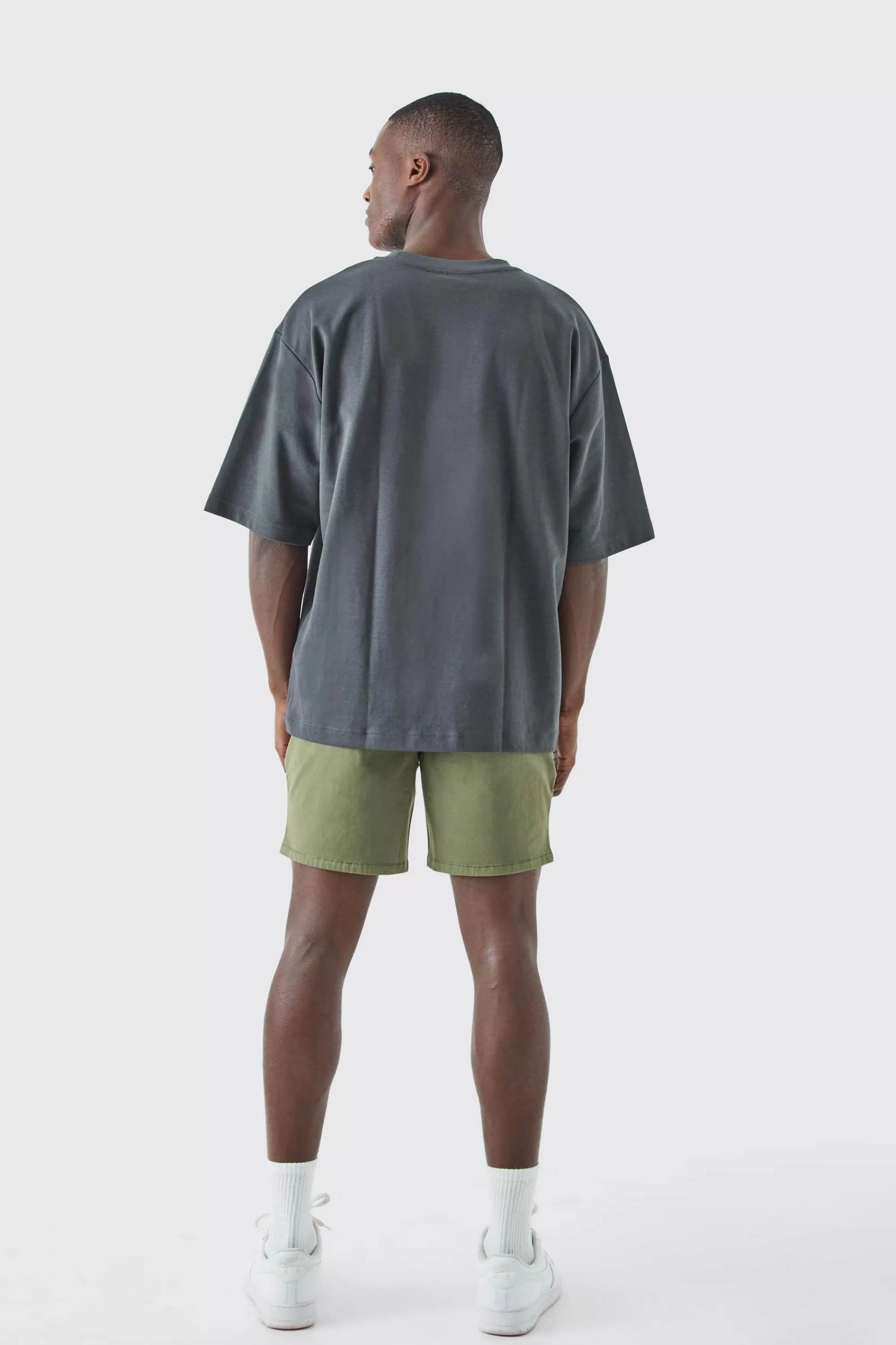 boohooMAN Fixed Waist Slim Fit Chino Shorts | UK