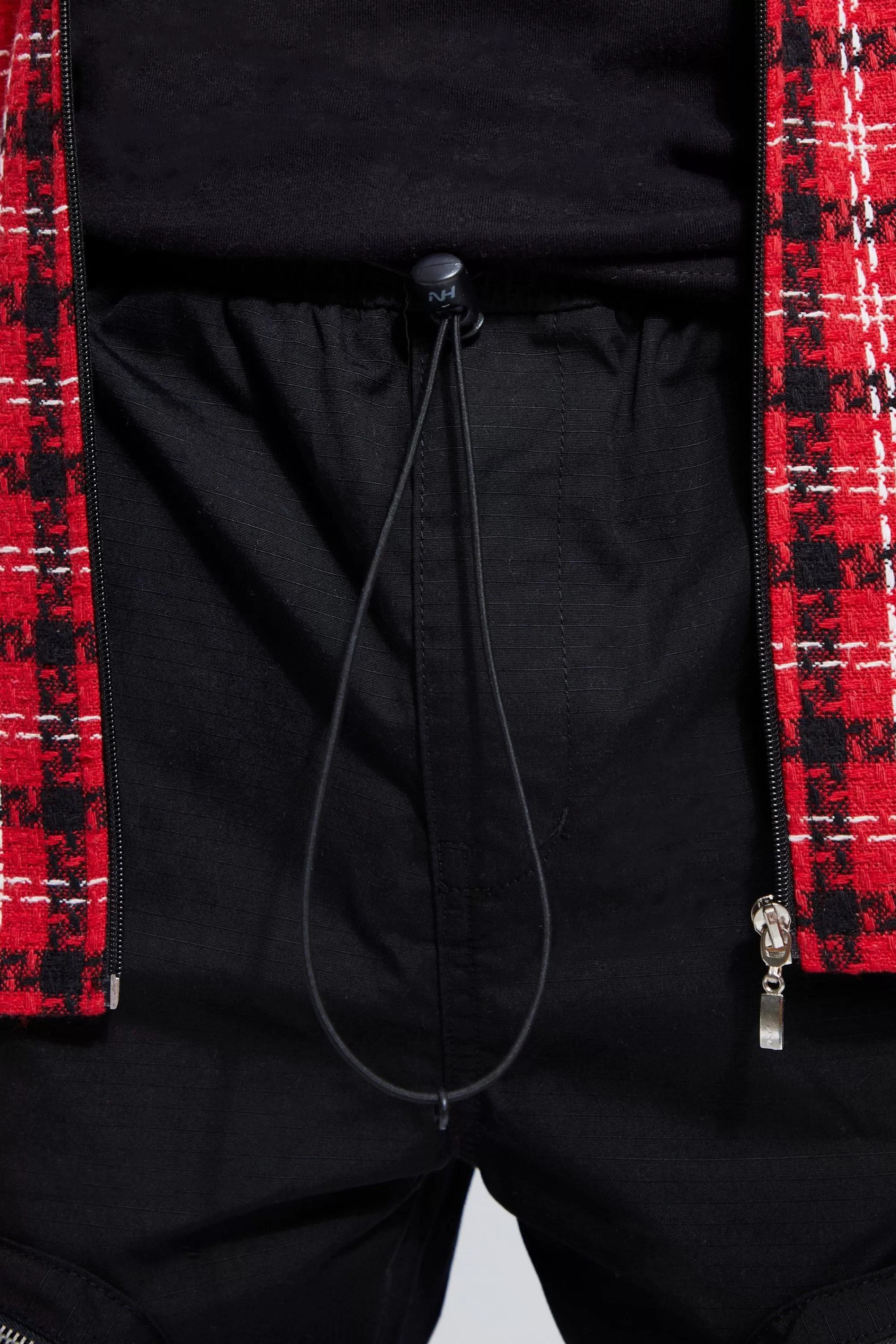 boohooMAN Fixed Waist Slim Fit Zip Detail Cargo Trousers | UK