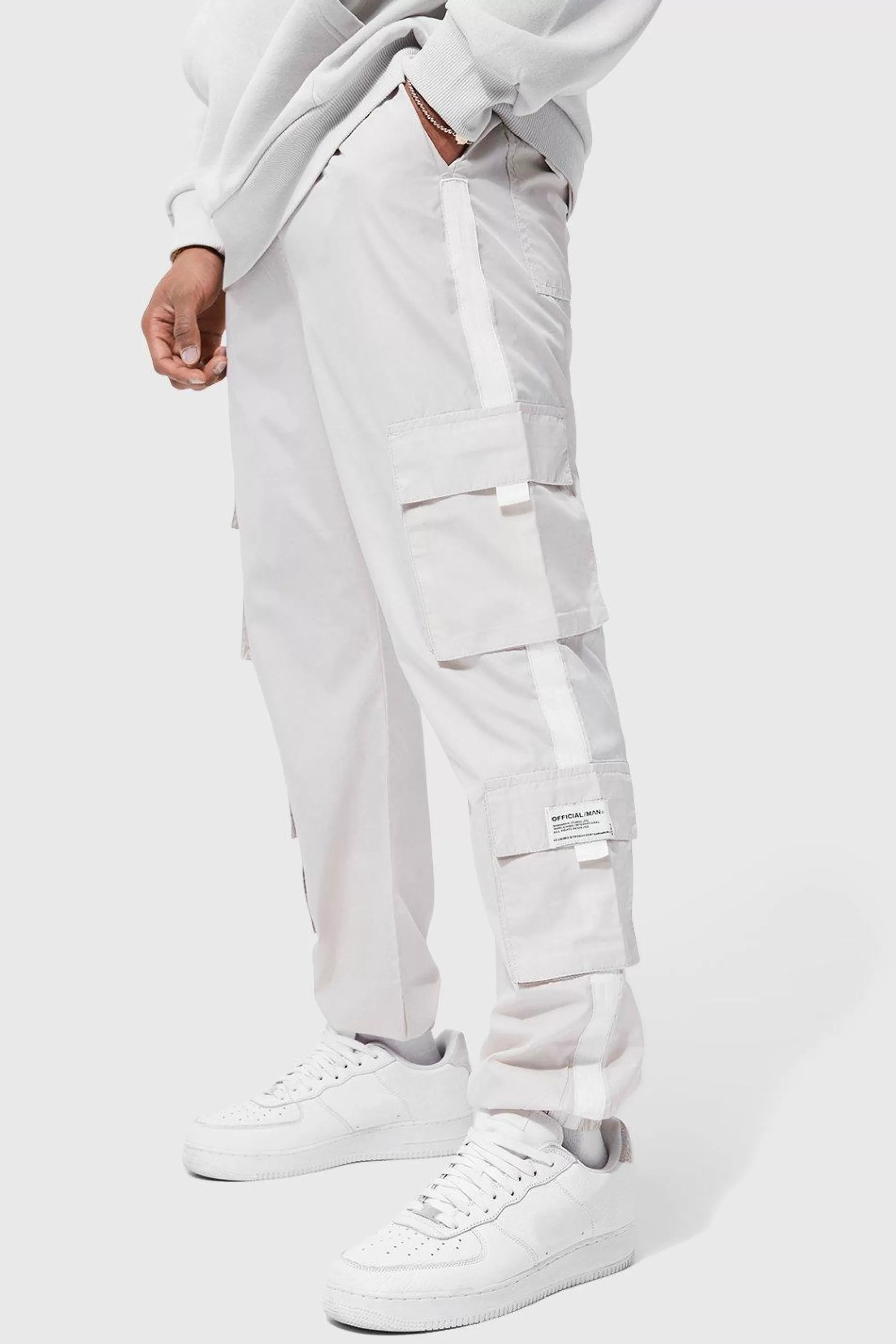 boohooMAN Fixed Waist Slim MAN Shell Cargo Trouser | UK