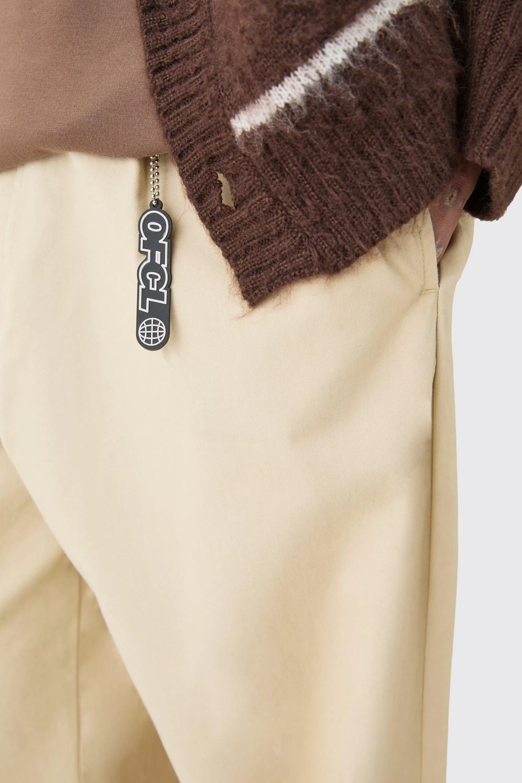boohooMAN Fixed Waist Super Wide Leg Chino With Charm | UK
