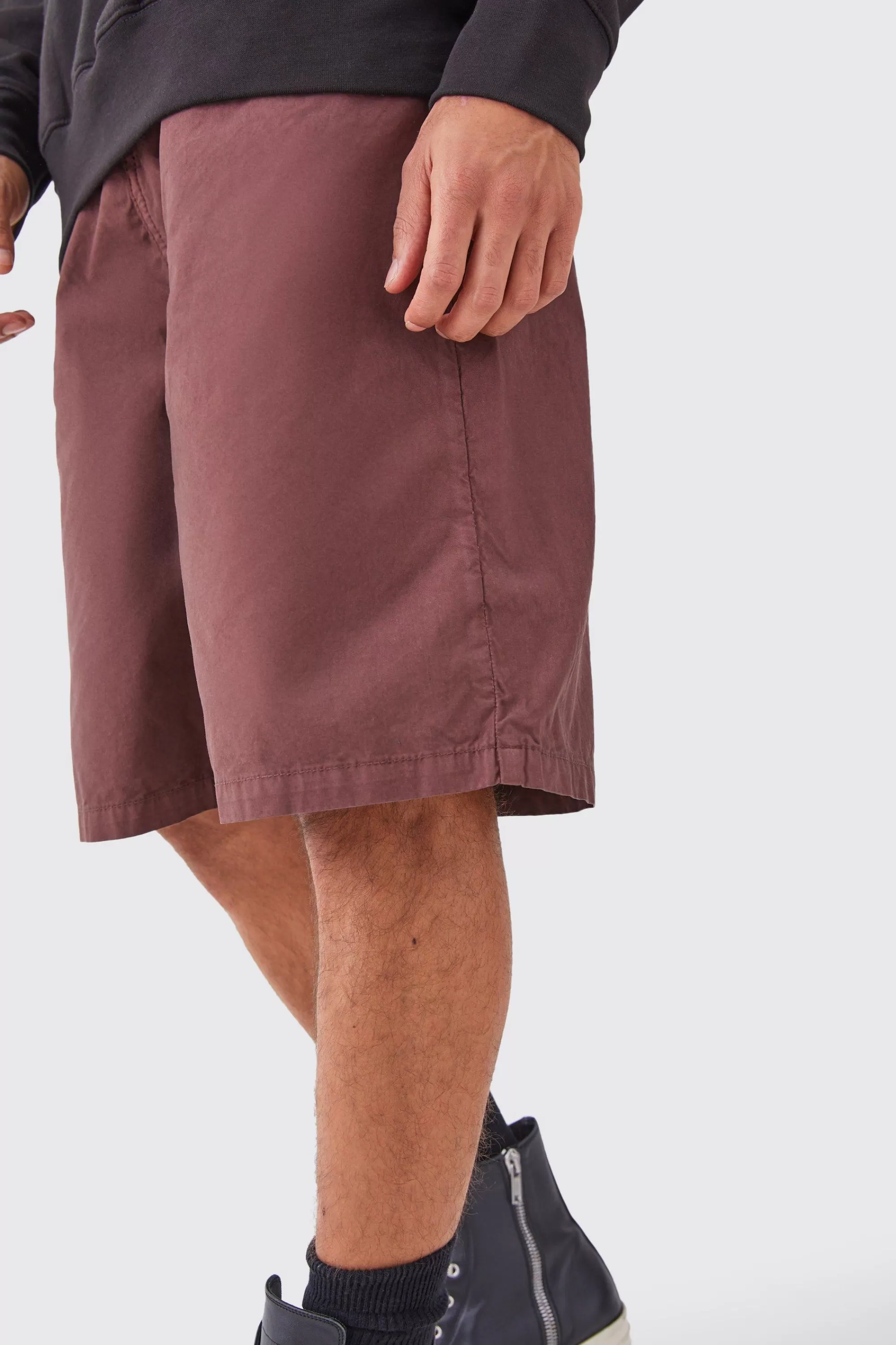boohooMAN Fixed Waist Washed Longer Length Shorts | UK