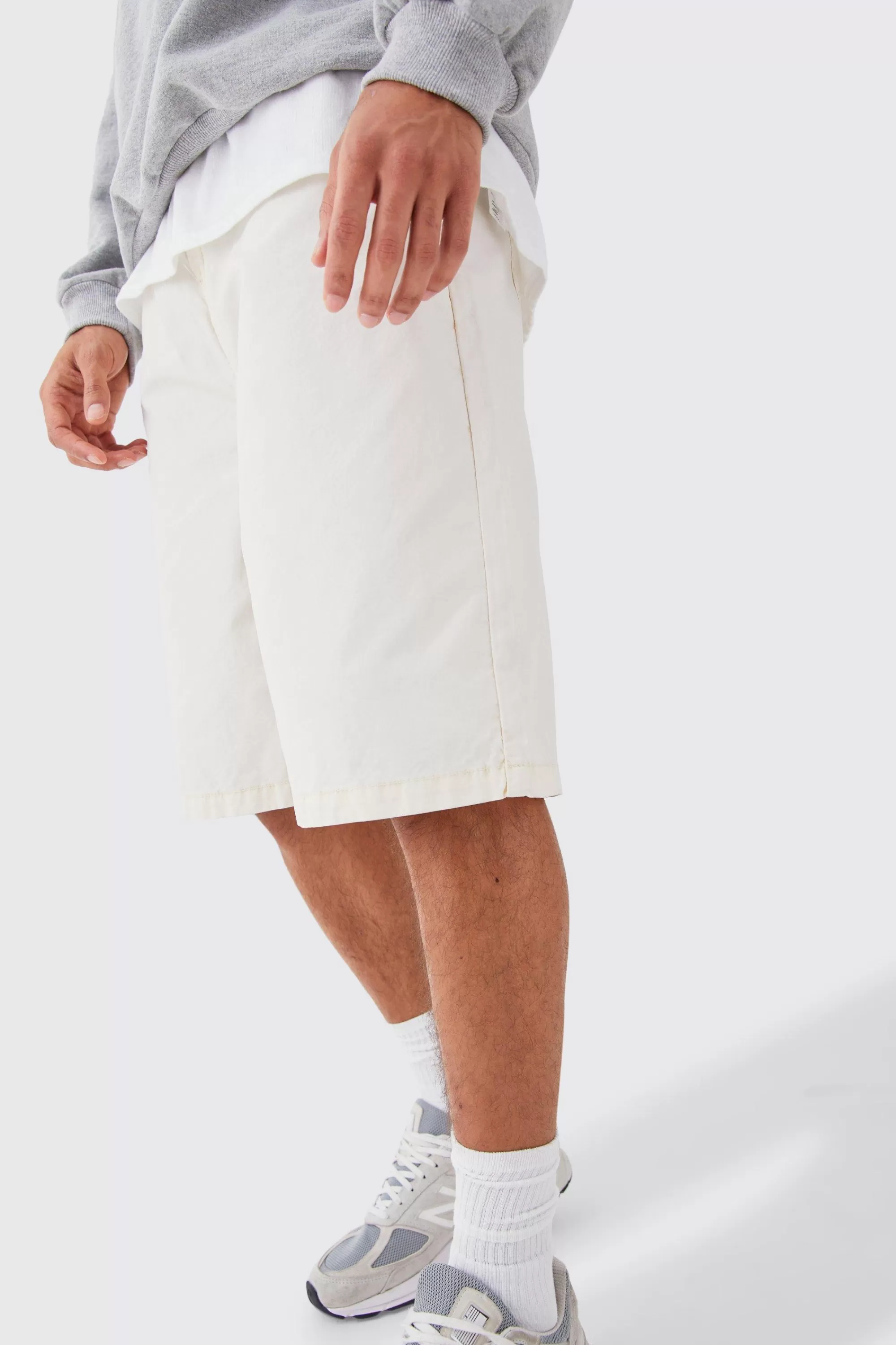boohooMAN Fixed Waist Washed Longer Length Shorts | UK