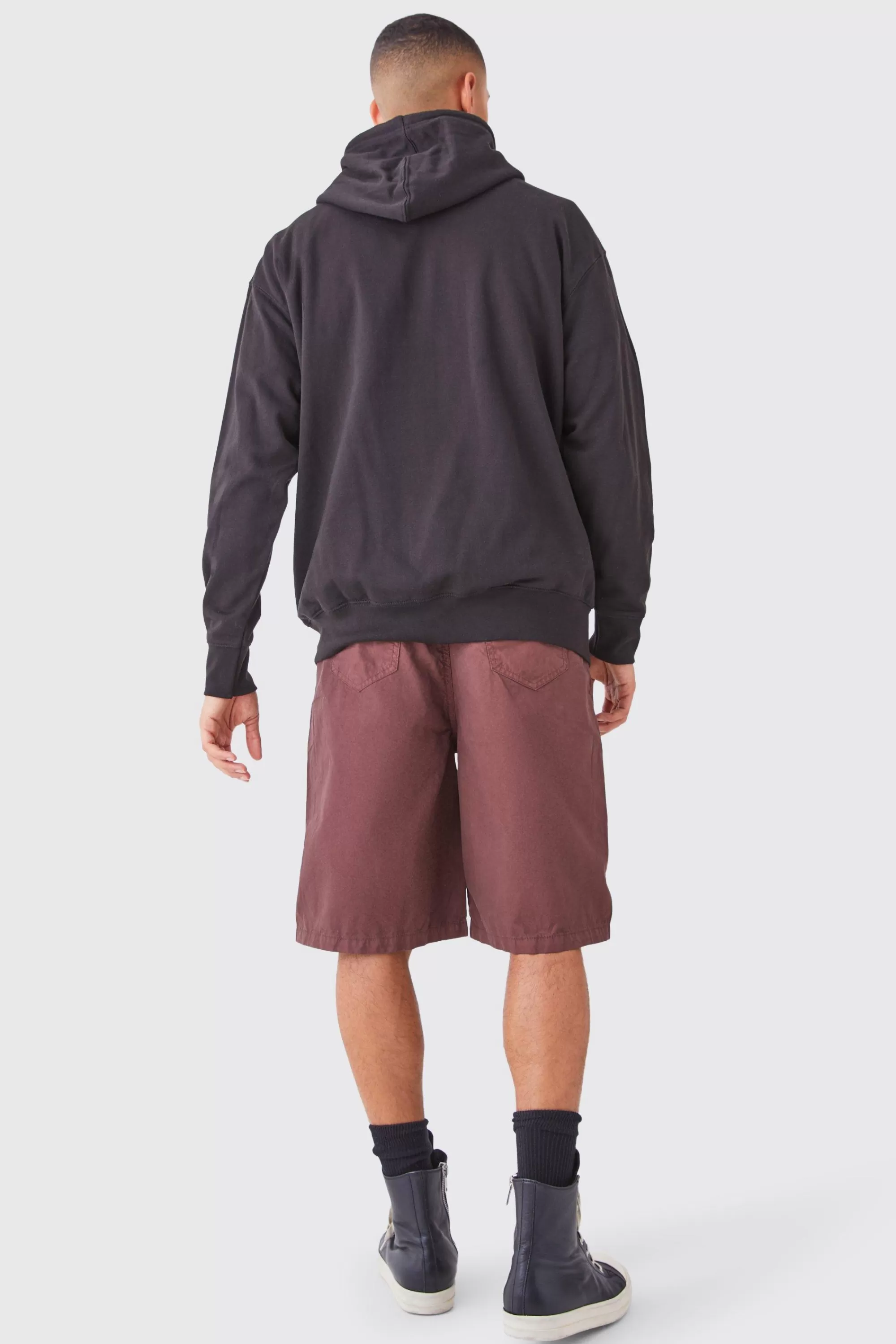 boohooMAN Fixed Waist Washed Longer Length Shorts | UK