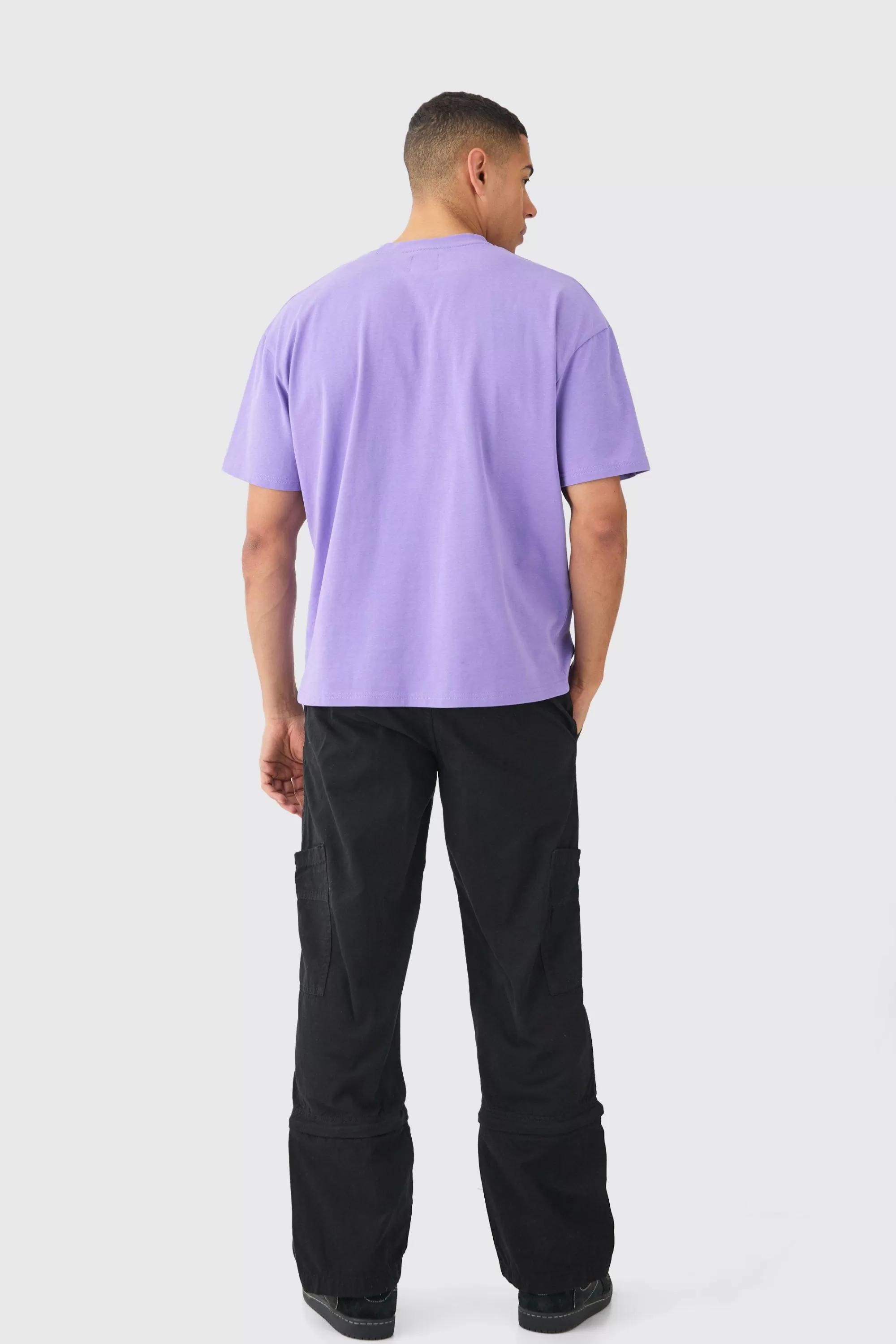 boohooMAN Fixed Waist Zip Off Split Hem Relaxed Trouser | UK