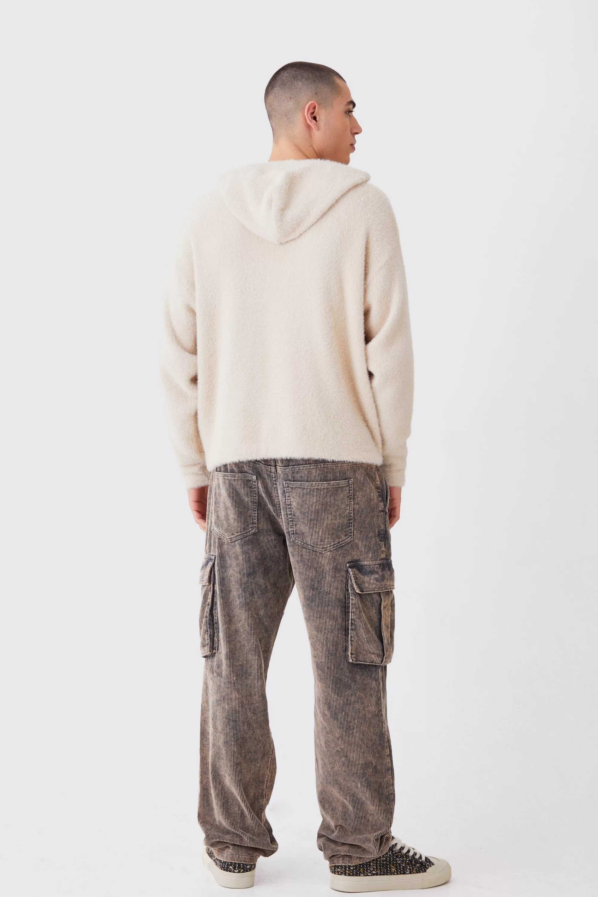boohooMAN Fluffy Knitted Boxy Hoodie | UK