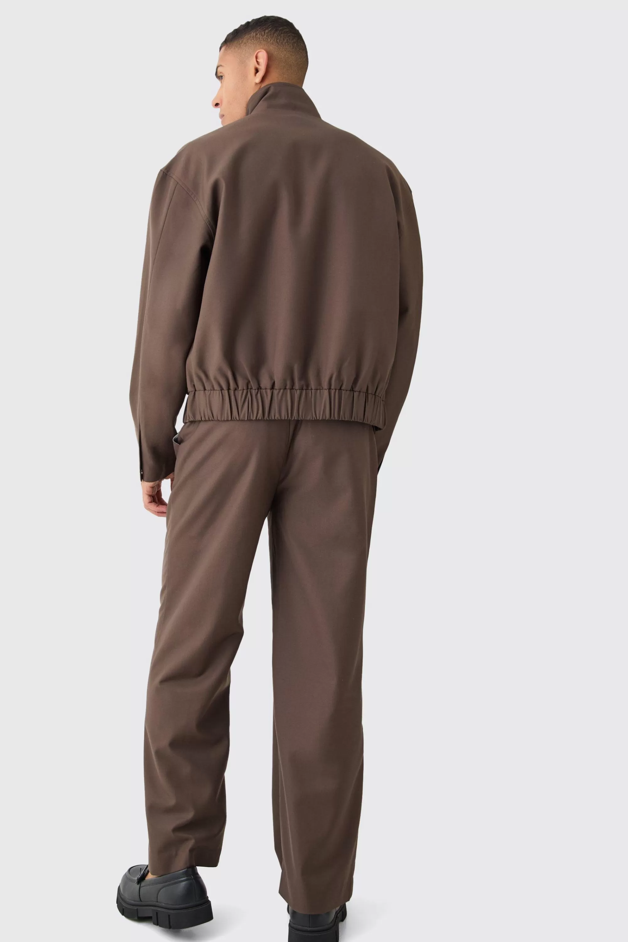boohooMAN Funnel Neck Relaxed Fit Utility Smart Jacket | UK