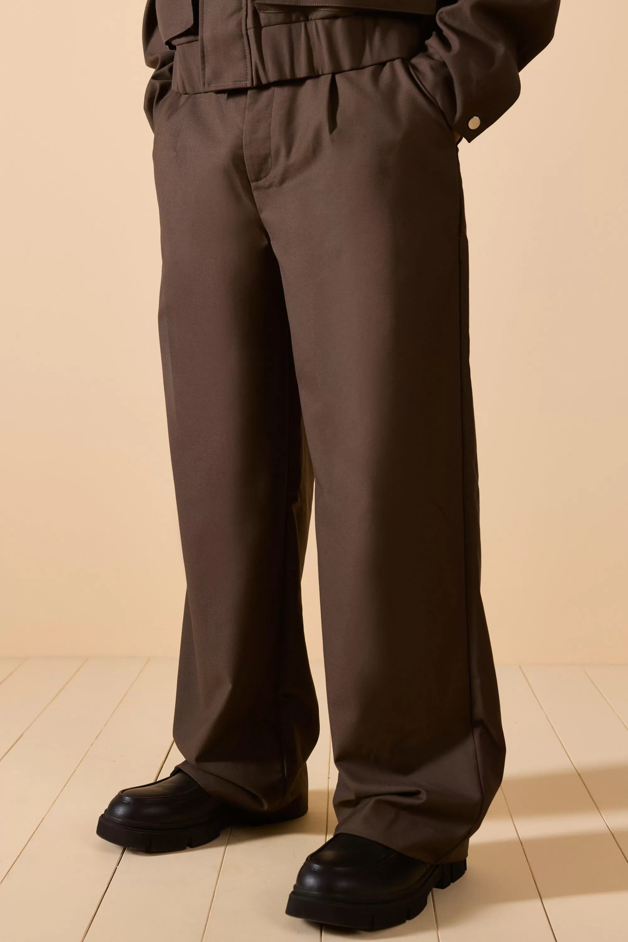 boohooMAN Funnel Neck Relaxed Fit Utility Smart Set | UK