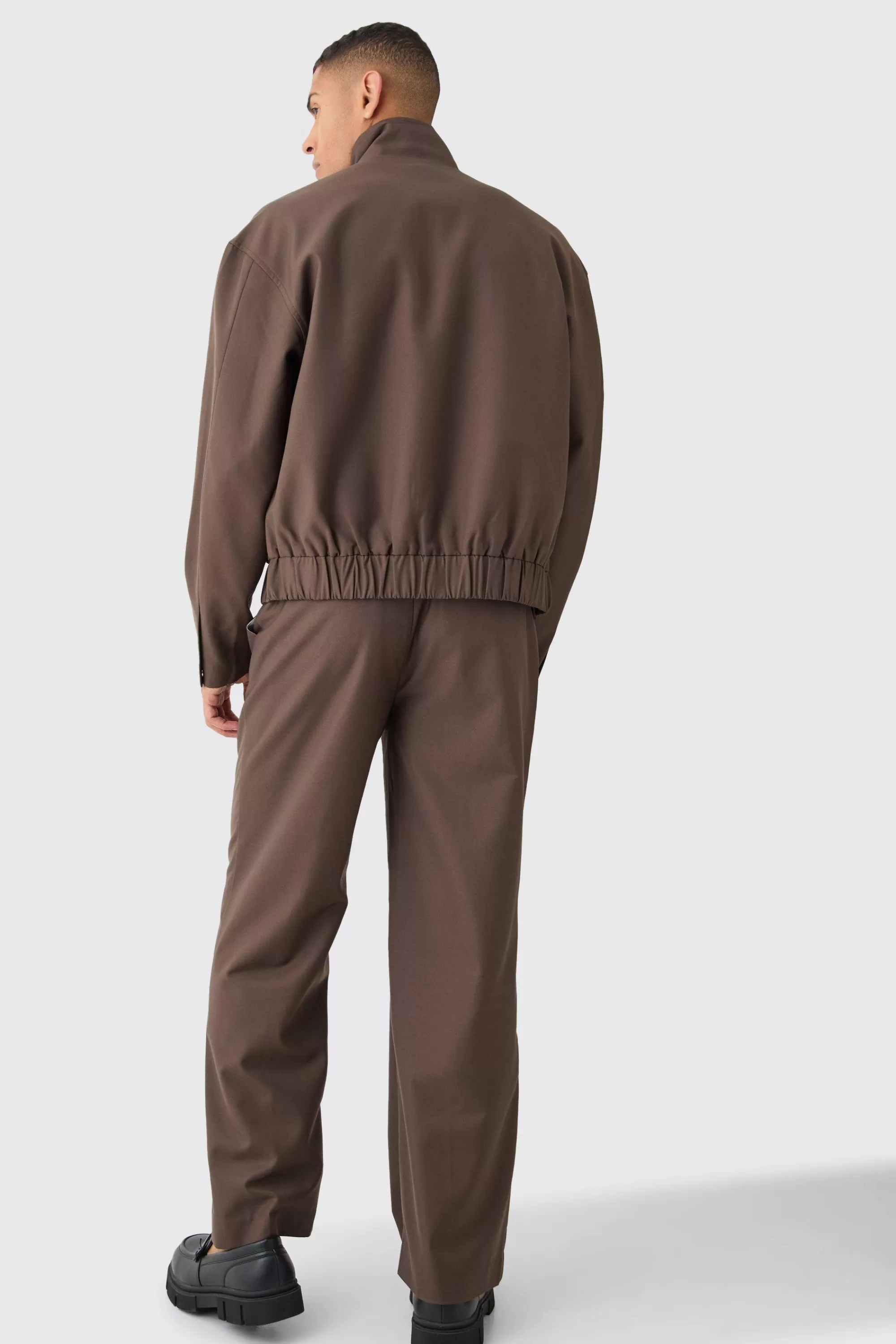 boohooMAN Funnel Neck Relaxed Fit Utility Smart Set | UK