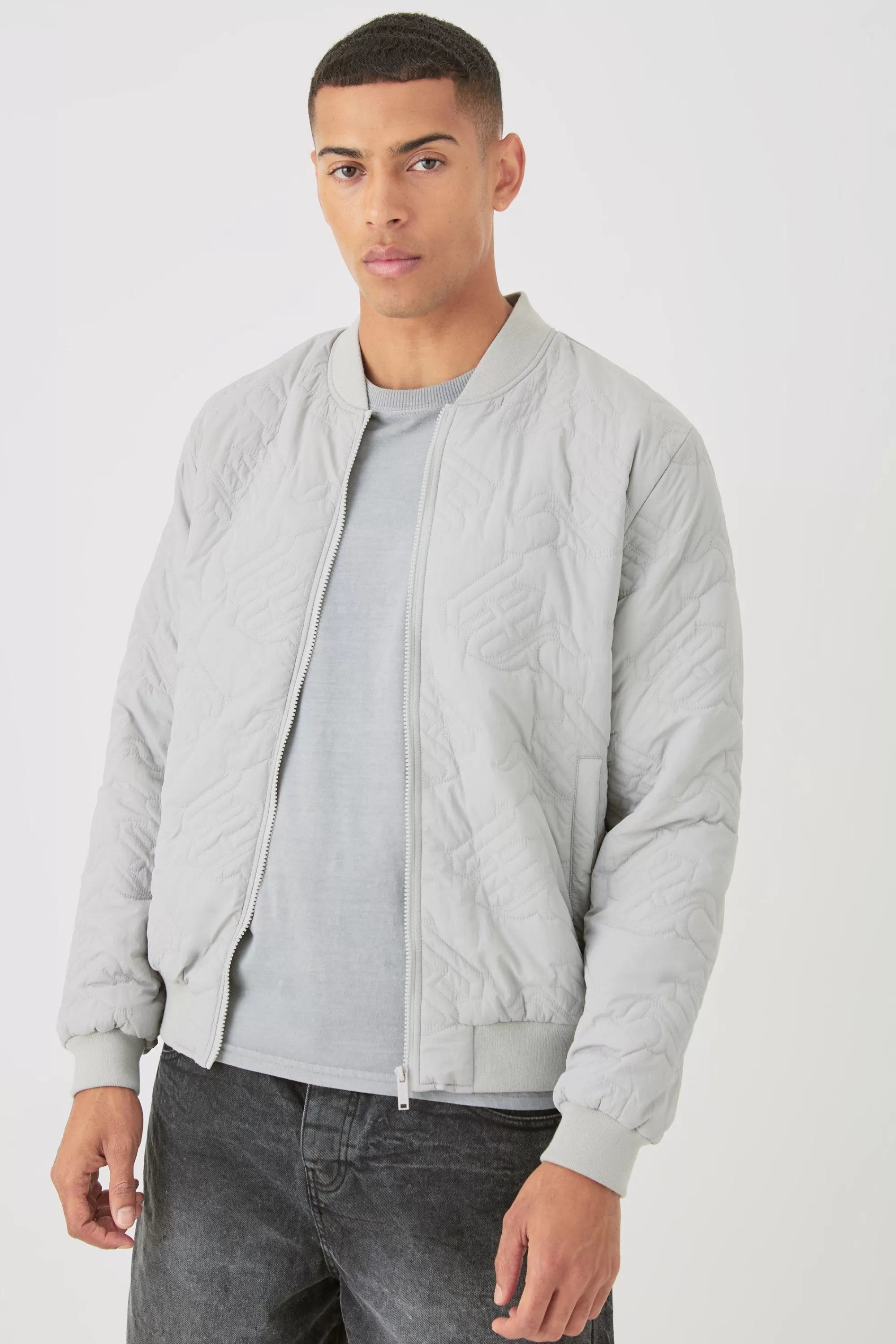 boohooMAN Gothic M Quilted Bomber Jacket In | UK