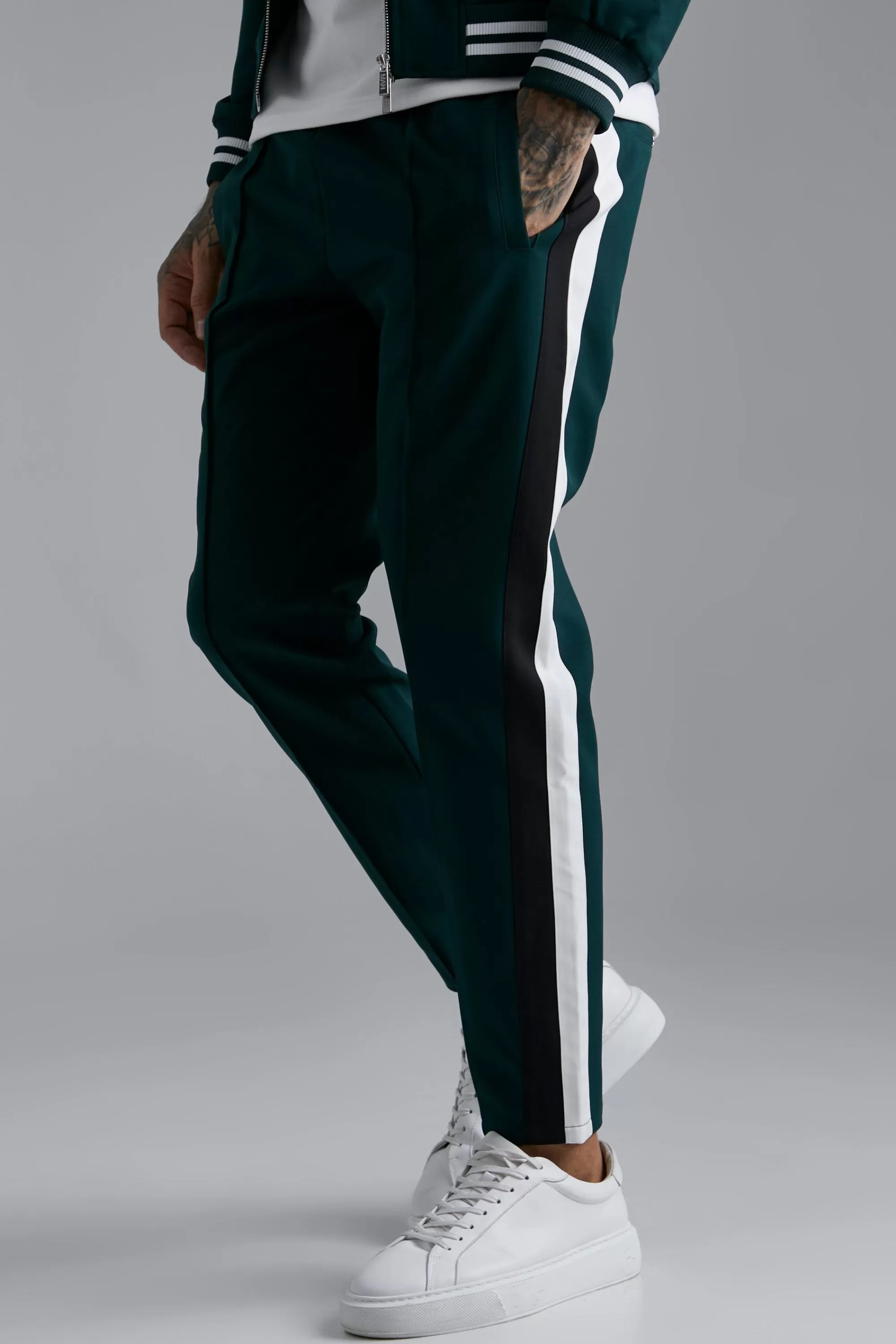 boohooMAN Tailored Varsity Bomber Jacket And Trousers Set | UK
