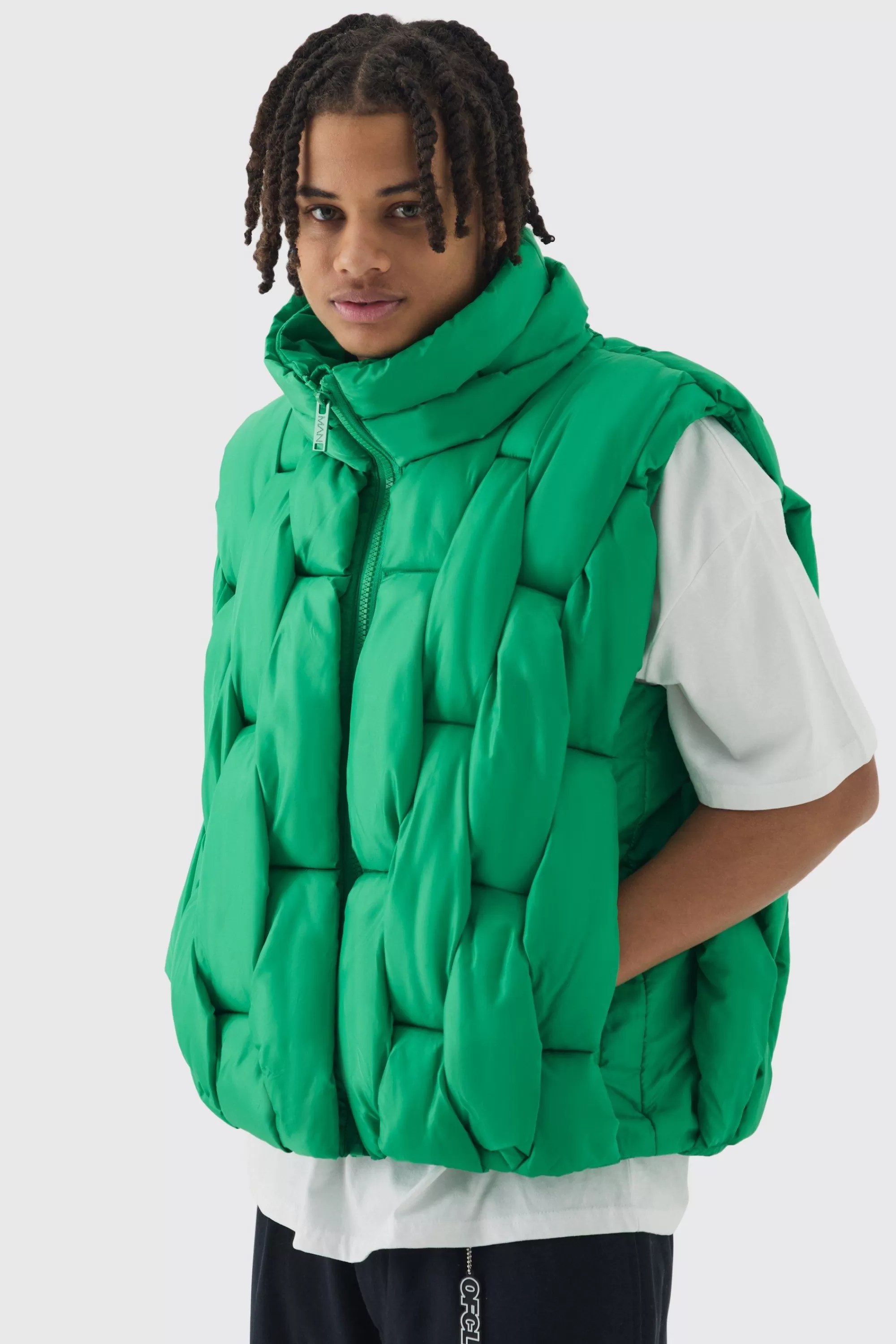 boohooMAN Hand Weft Padded Gilet | UK