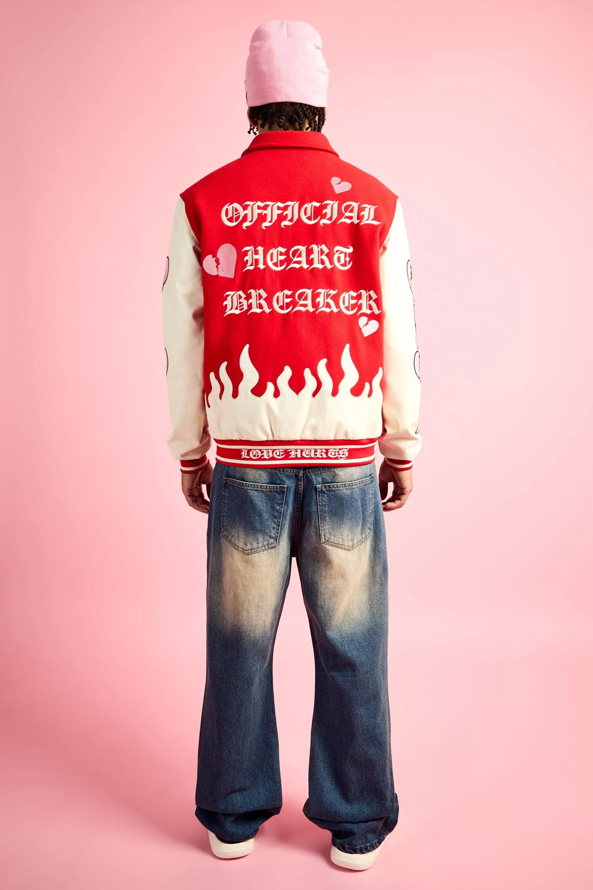 boohooMAN Heart Breaker Badge Pu Sleeve Bomber | UK