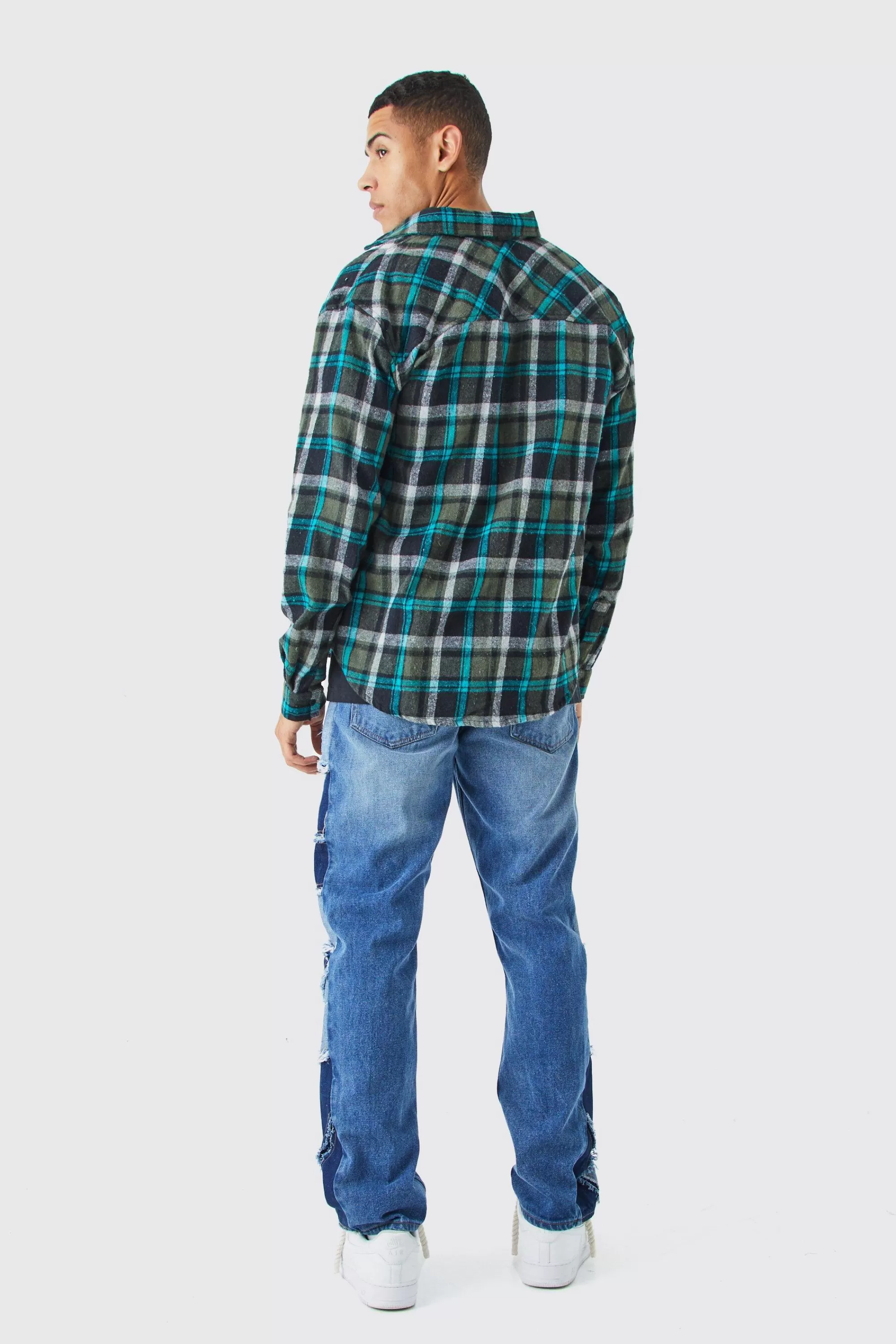boohooMAN Heavy Weight Check Overshirt | UK