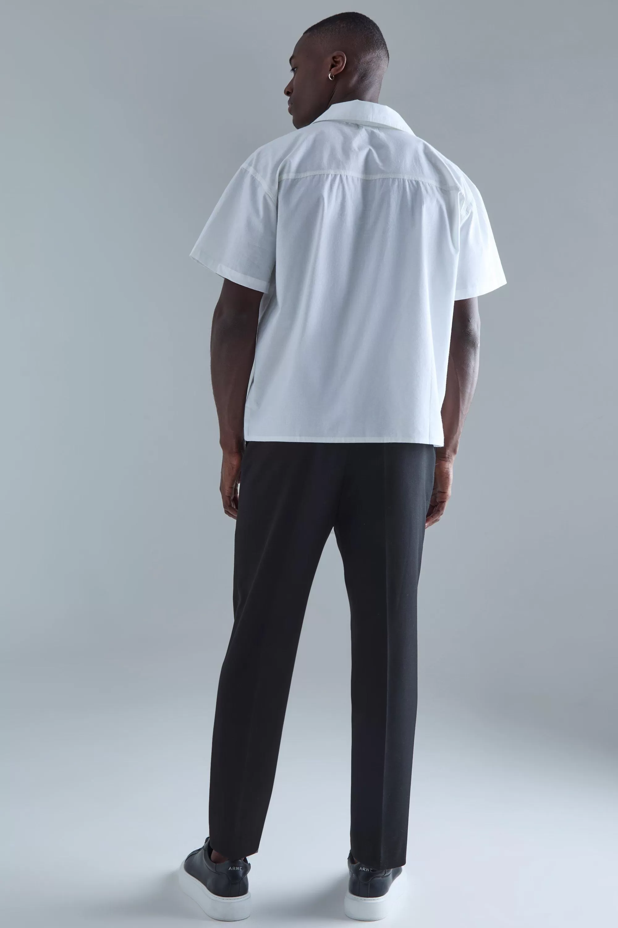 boohooMAN High Rise Tapered Crop Tailored Trouser | UK