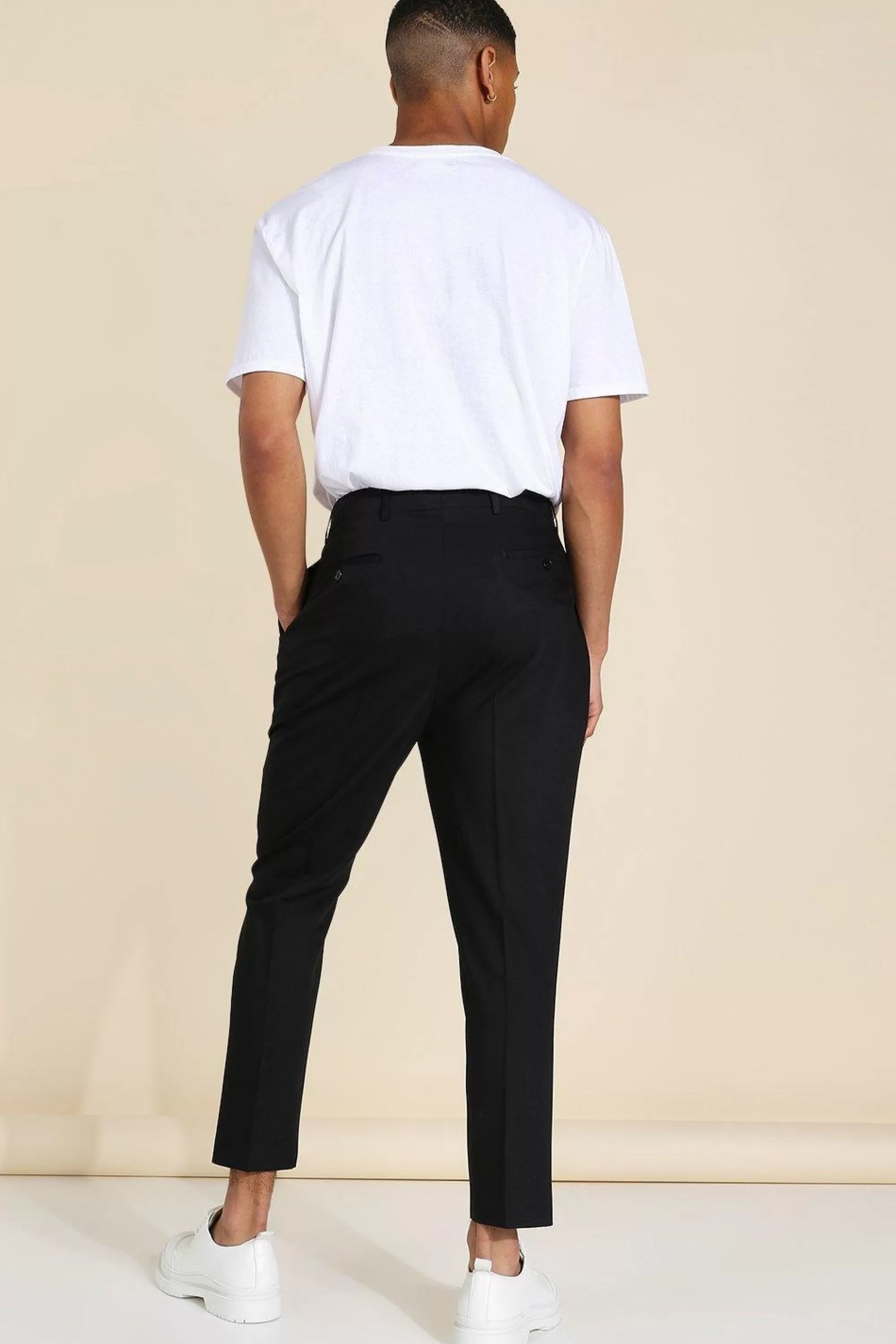 boohooMAN High Rise Tapered Crop Tailored Trouser | UK