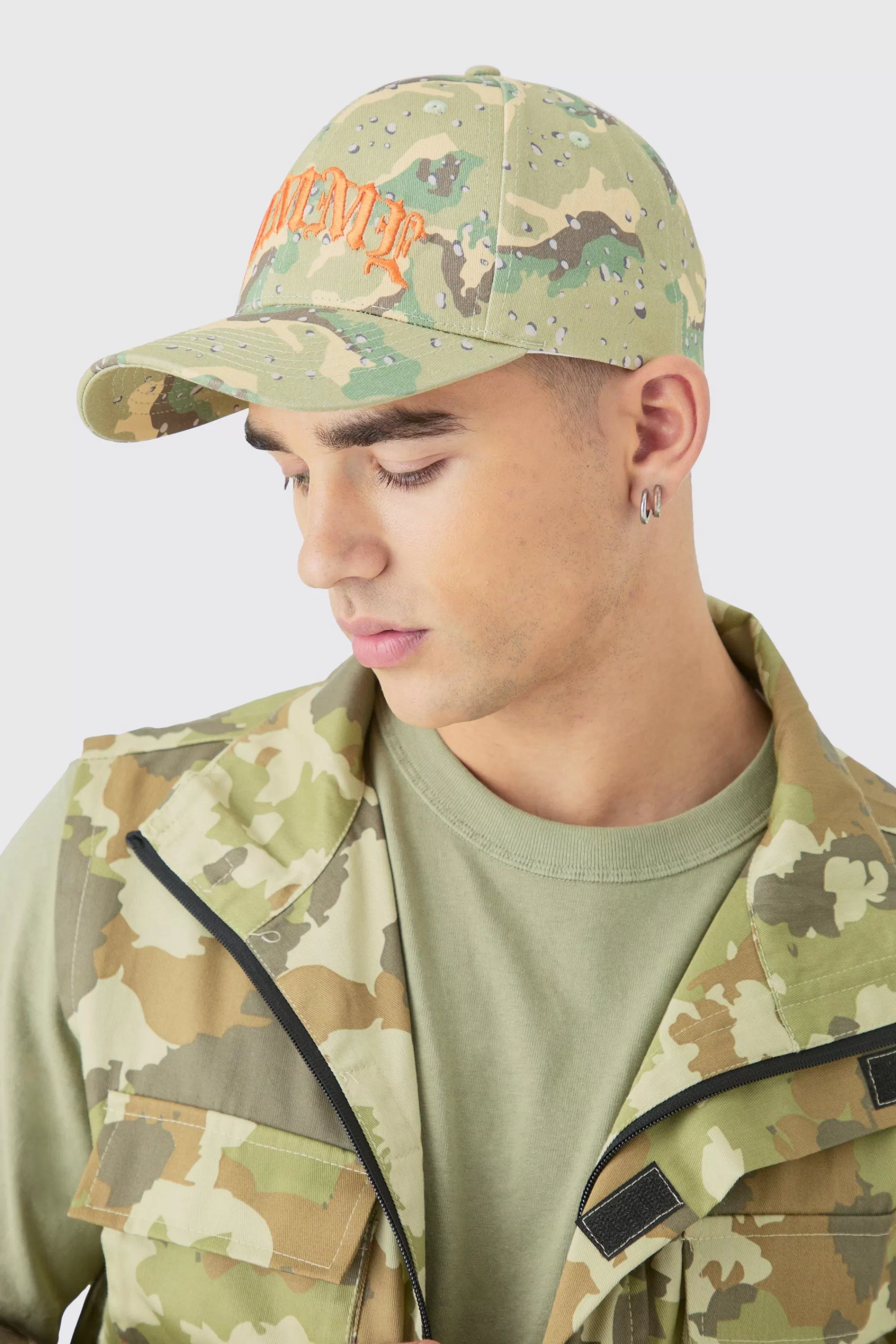 boohooMAN Homme Camo Cap In | UK