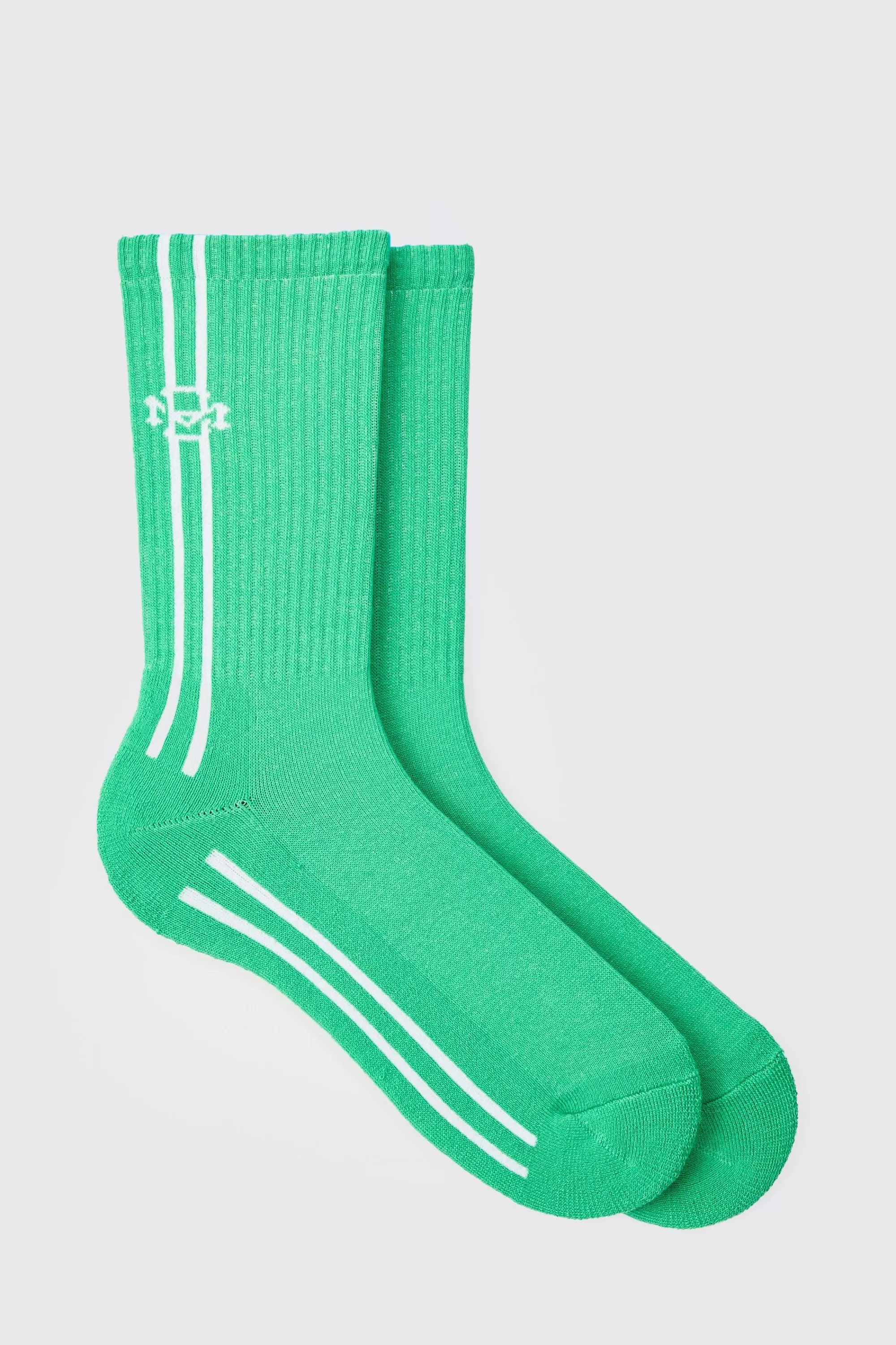 boohooMAN Jacquard BM Sports Stripe Sock In | UK