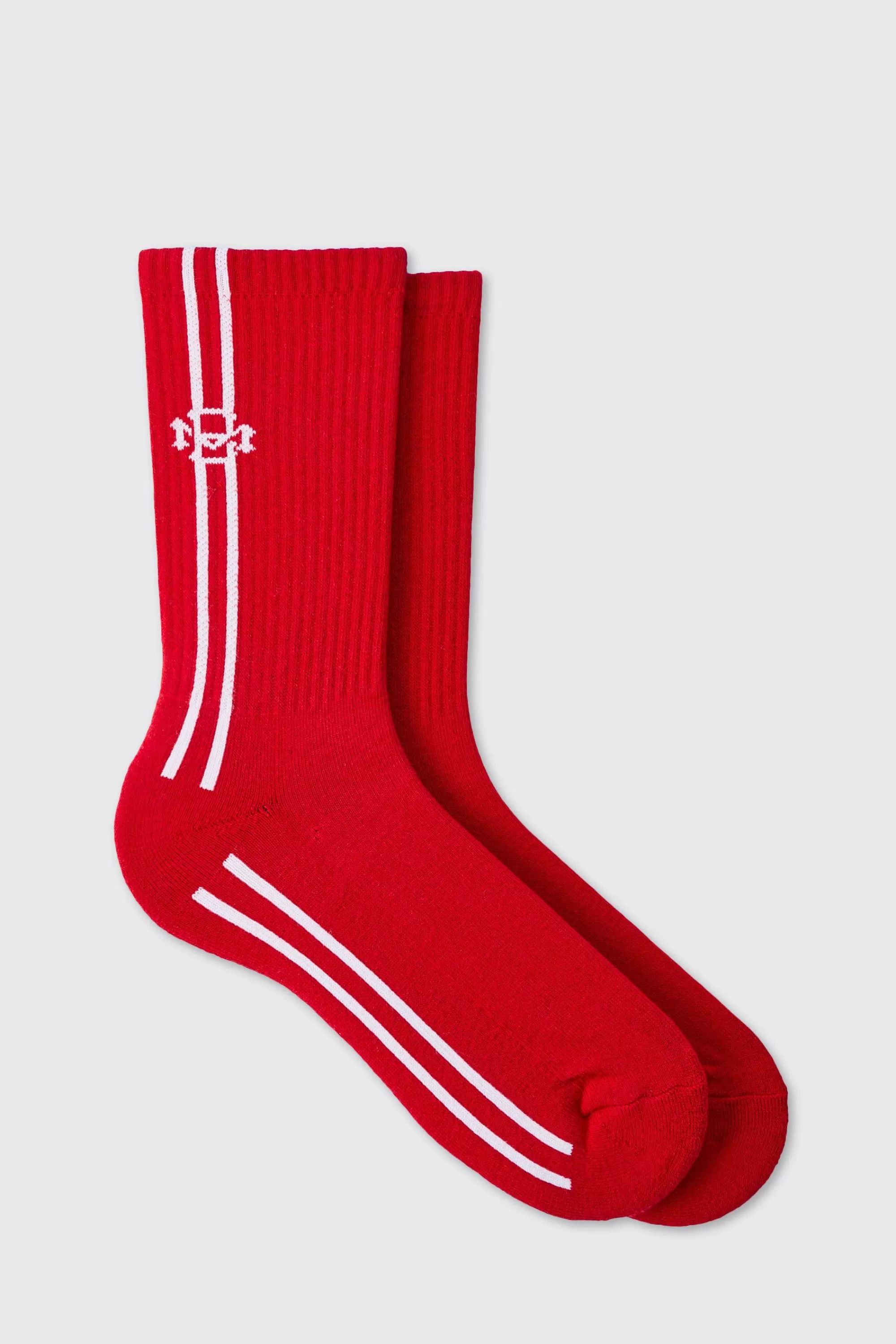 boohooMAN Jacquard BM Sports Stripe Sock In | UK