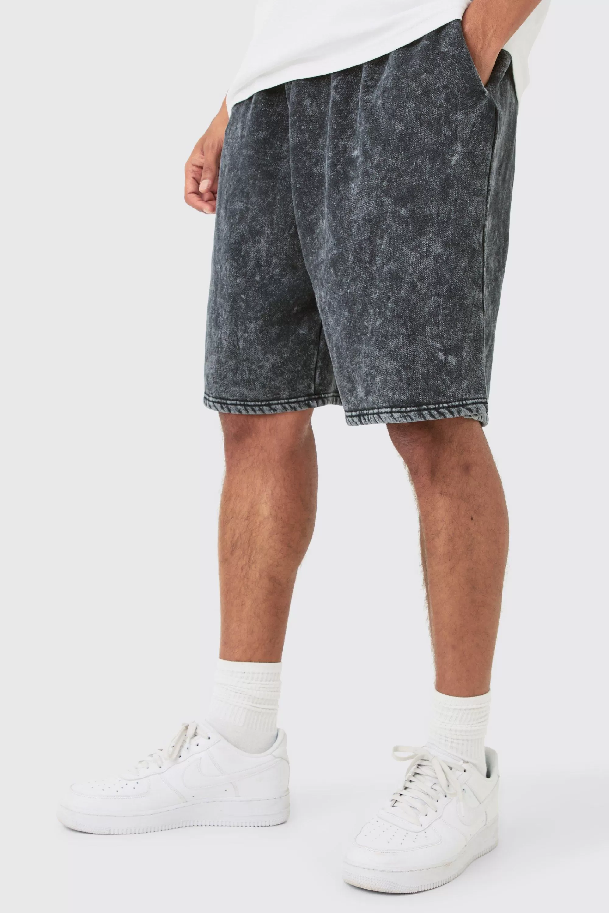 boohooMAN Jersey Acid Washed Jort | UK