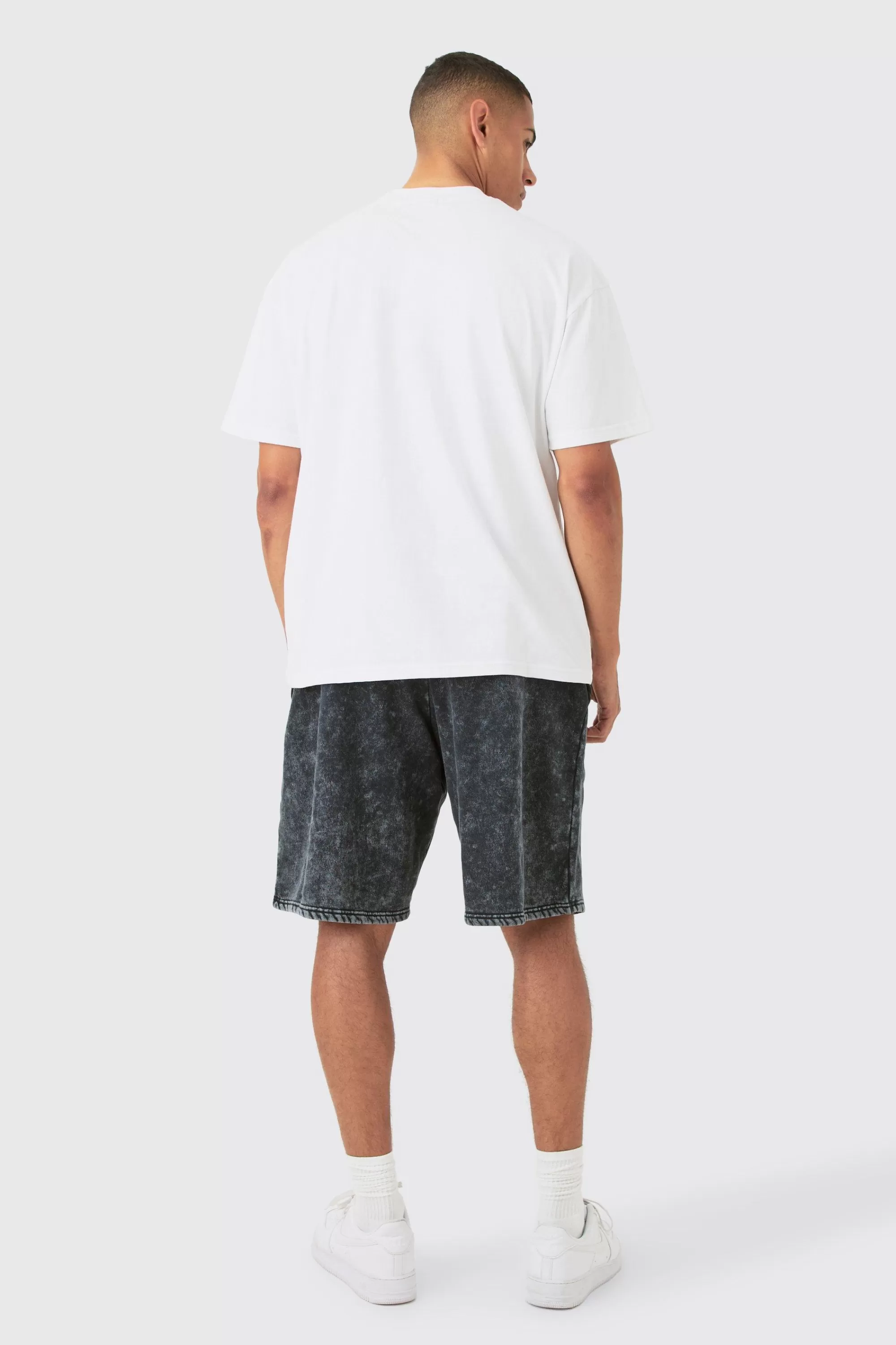 boohooMAN Jersey Acid Washed Jort | UK