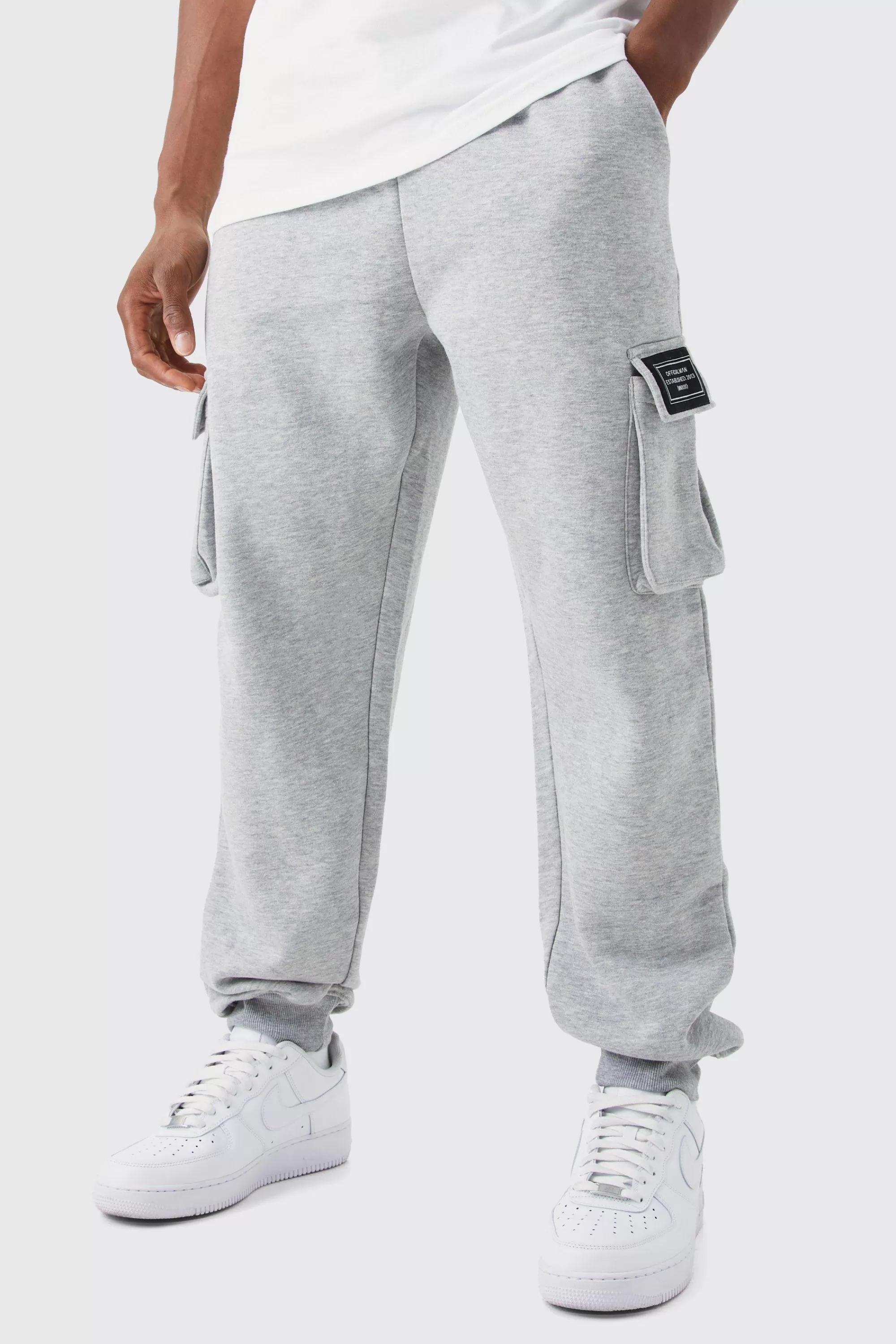 boohooMAN Jersey Cargo Jogger With Woven Tab | UK