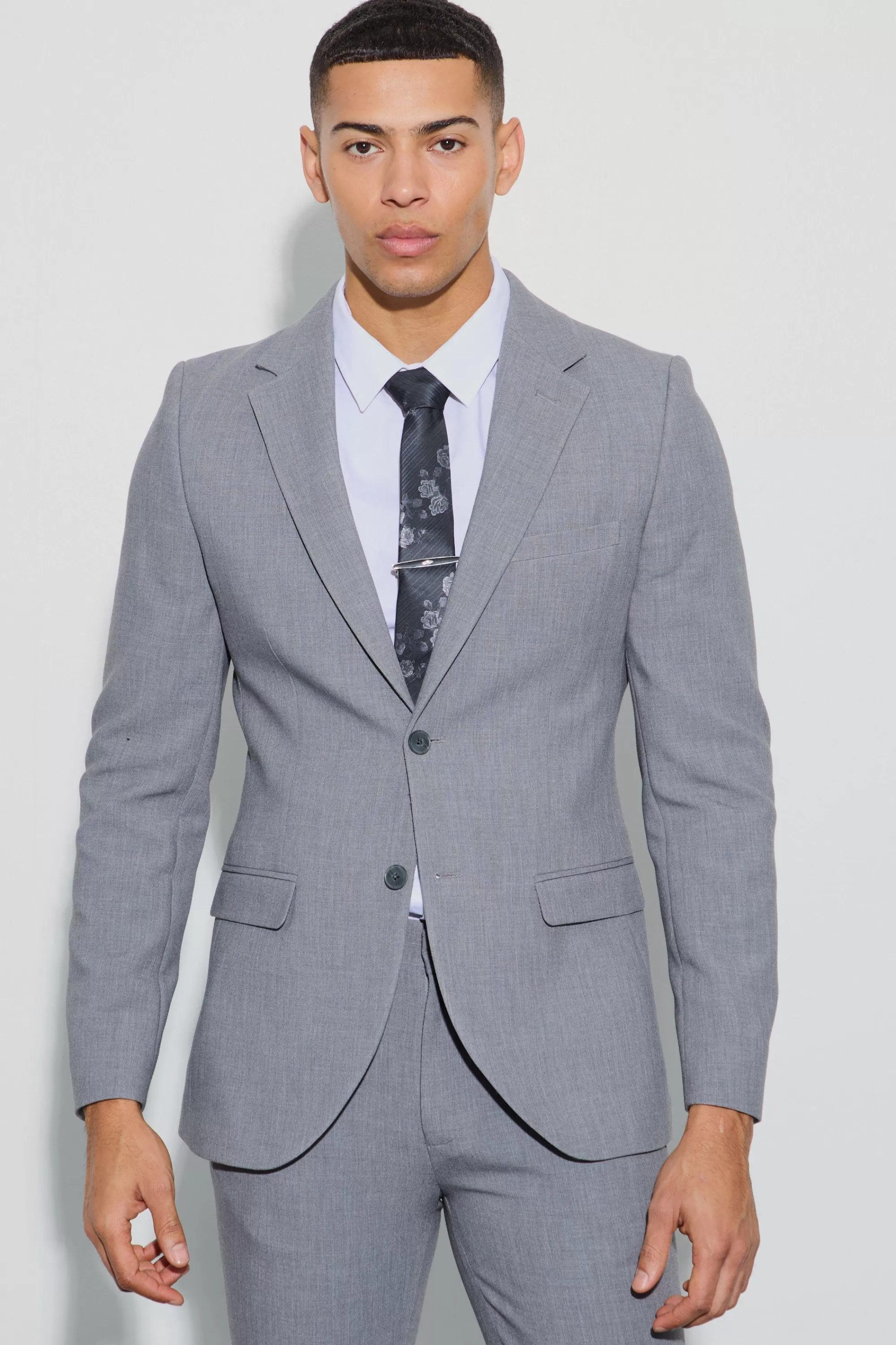 boohooMAN Jersey Skinny Single Breasted Suit Jacket | UK