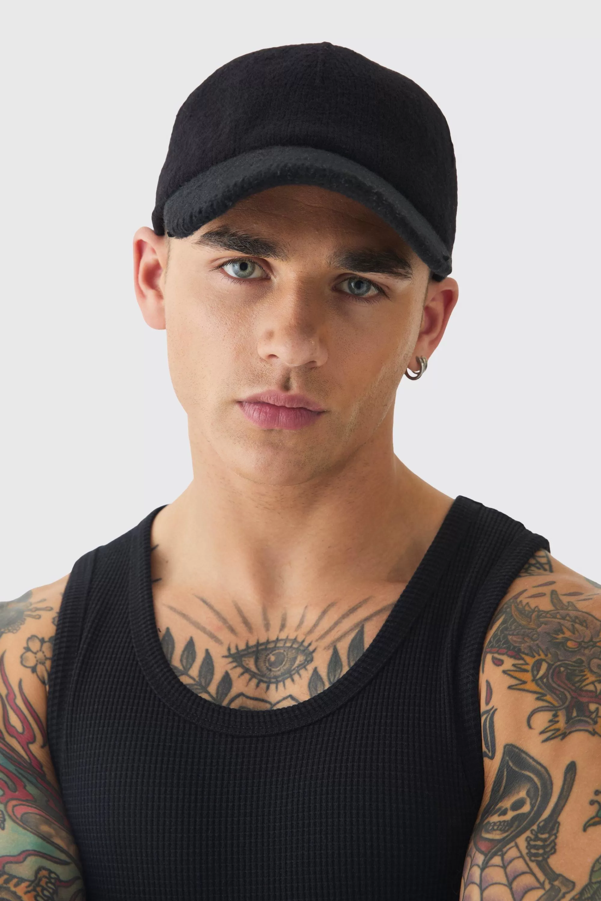 boohooMAN Knitted Baseball Cap | UK