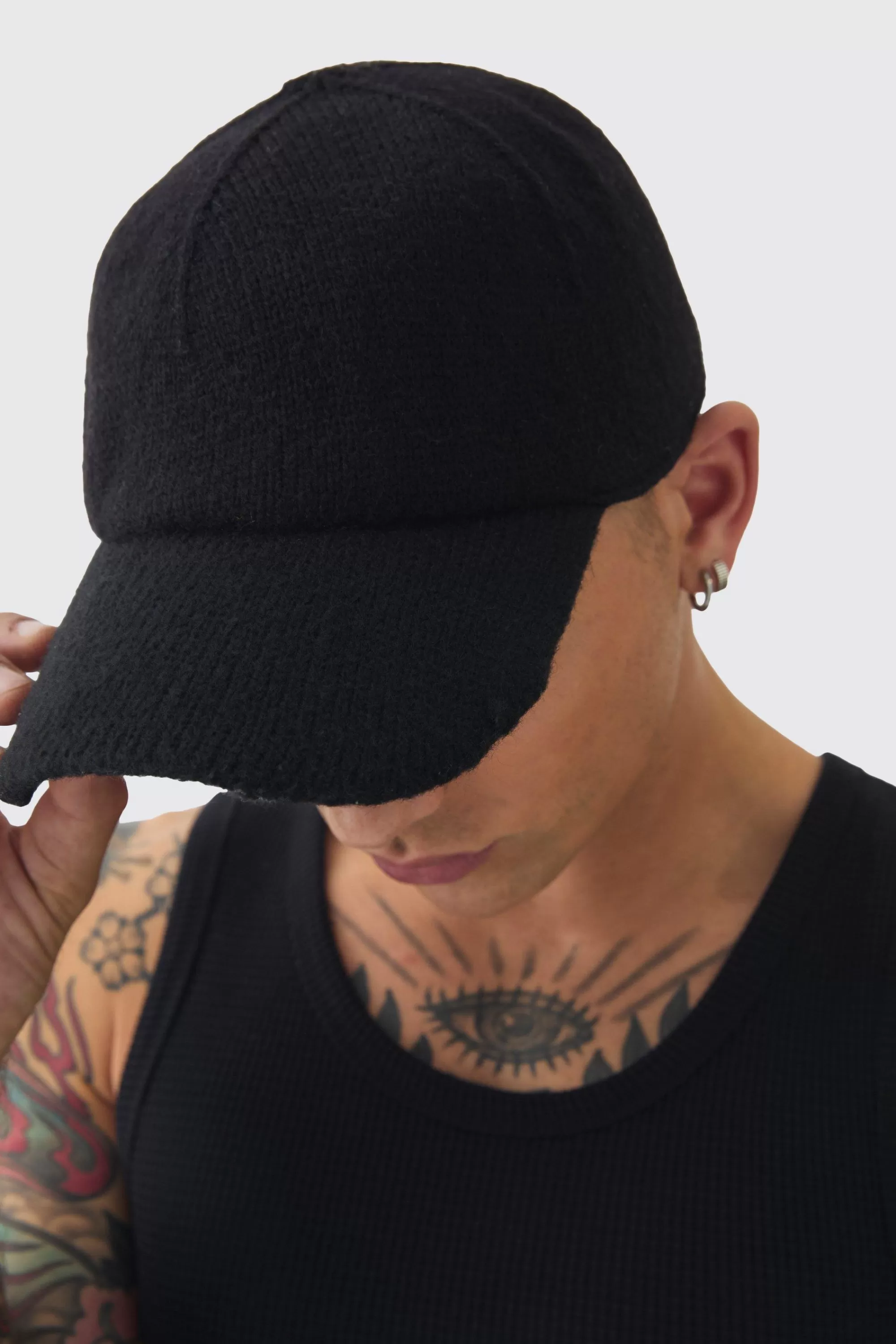 boohooMAN Knitted Baseball Cap | UK