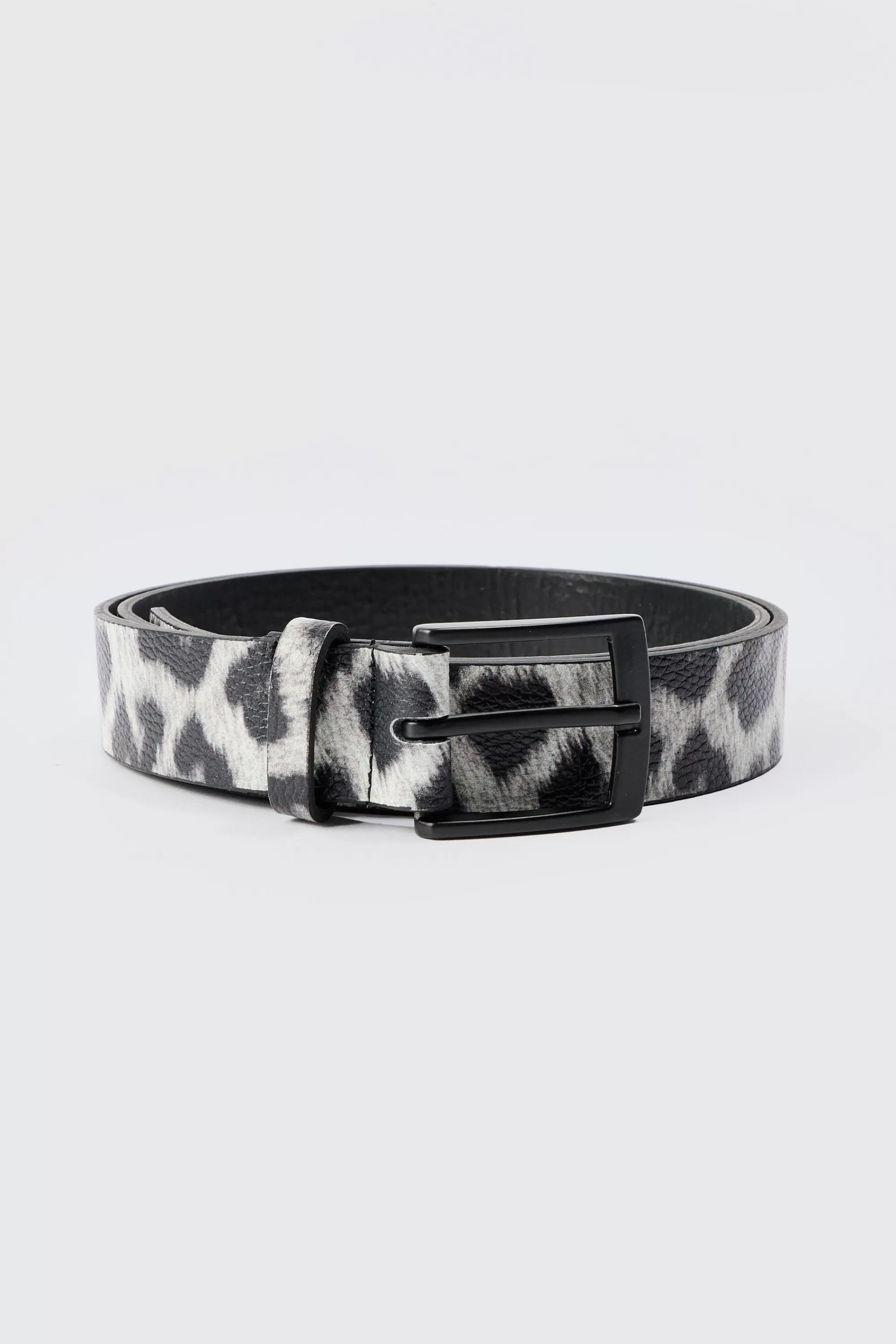 boohooMAN Leopard Print Belt In | UK
