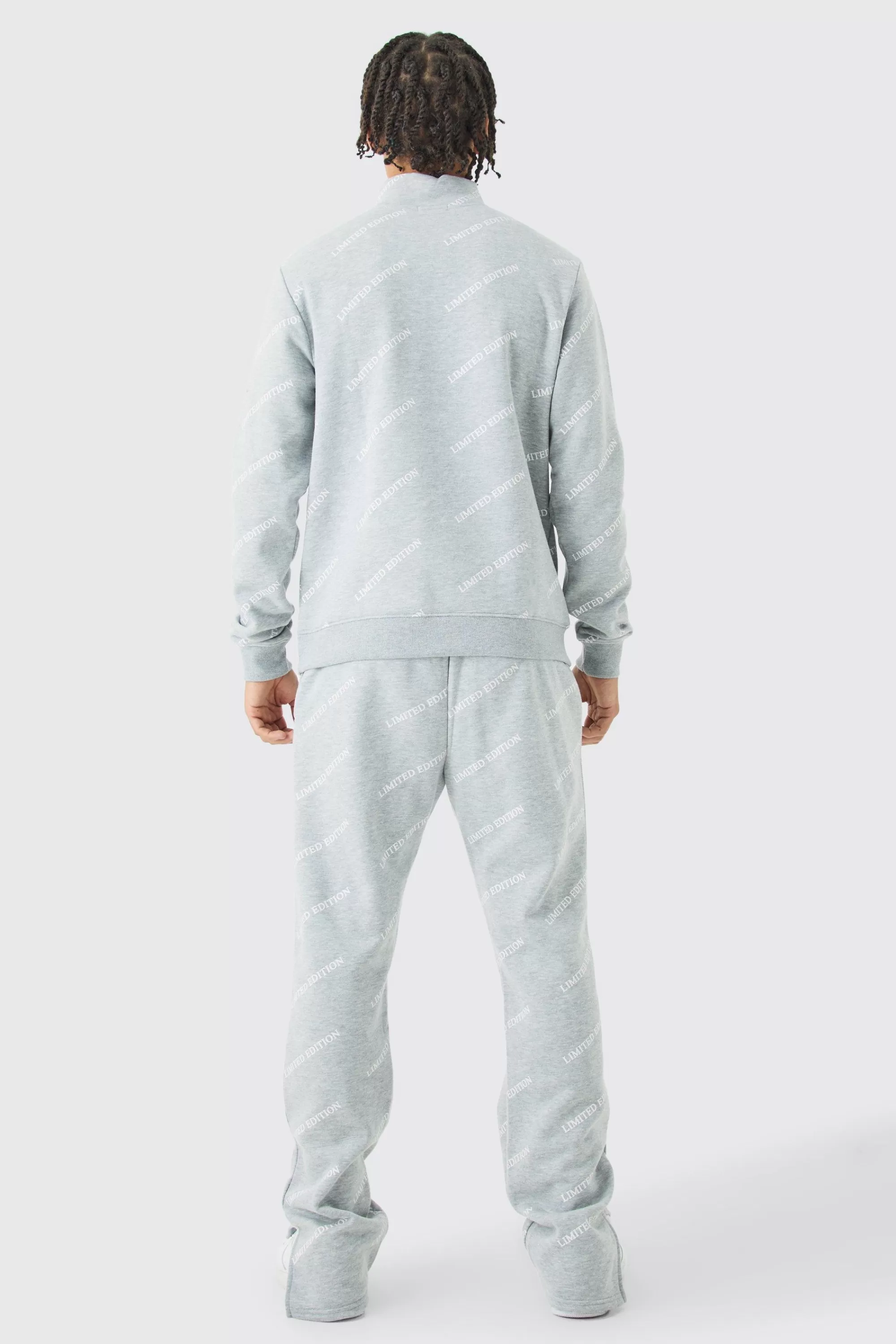 boohooMAN Limited Edition All Over Print Slim Quarter Zip Tracksuit | UK