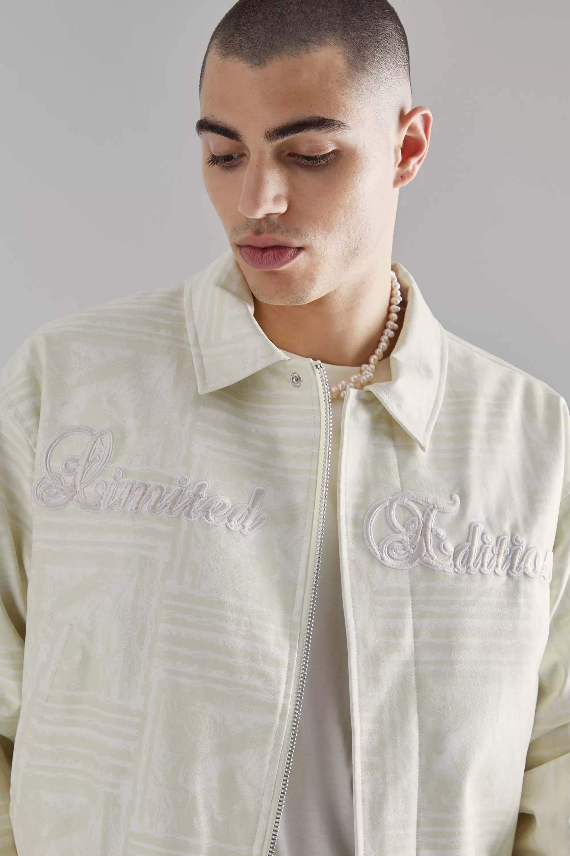 boohooMAN Limited Edition Boxy Printed Bomber | UK