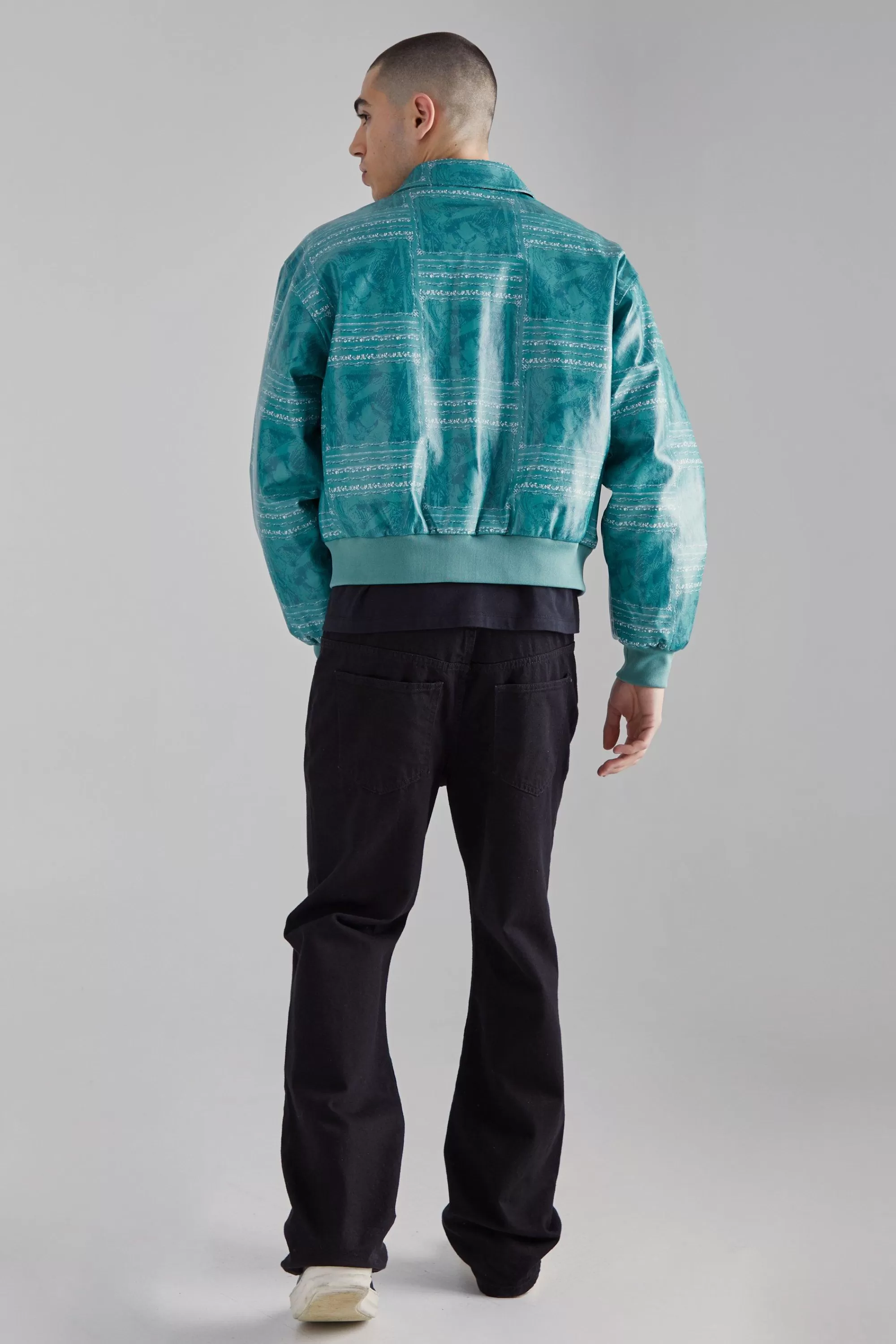 boohooMAN Limited Edition Boxy Printed Bomber | UK
