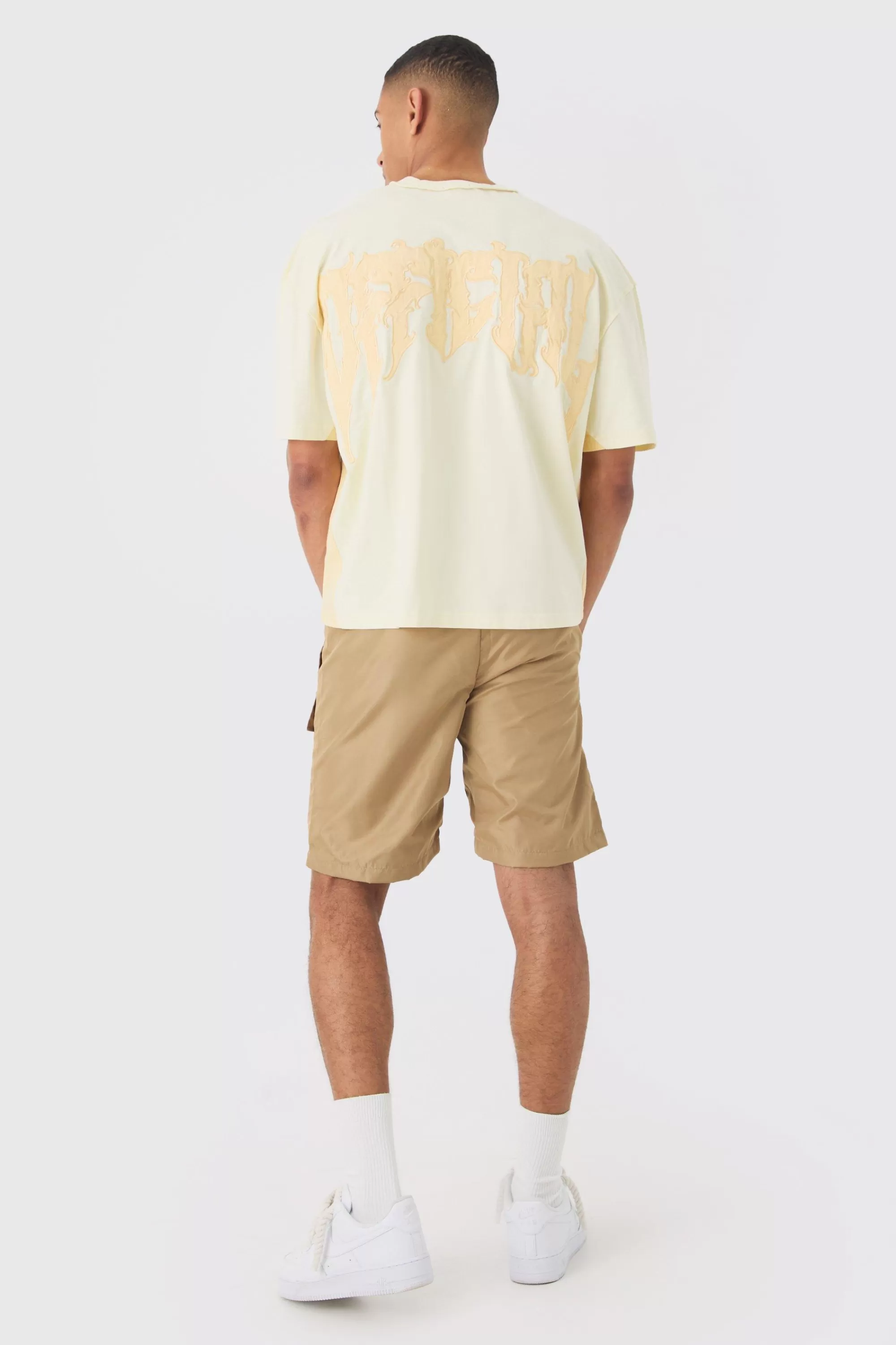 boohooMAN Limited Edition Nylon Elastic Waist Cargo Shorts | UK