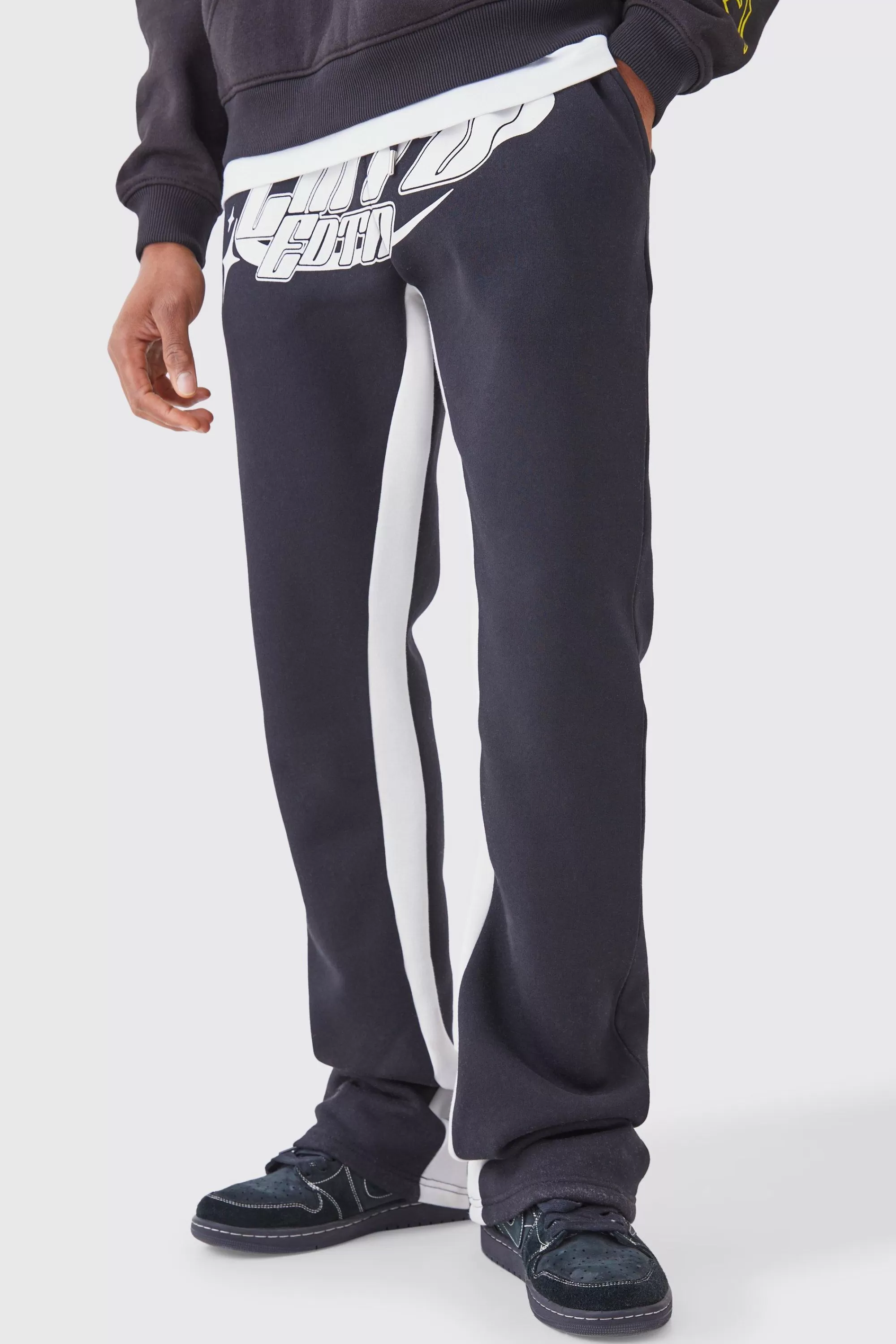 boohooMAN Limited Edition Stacked Gusset Joggers | UK