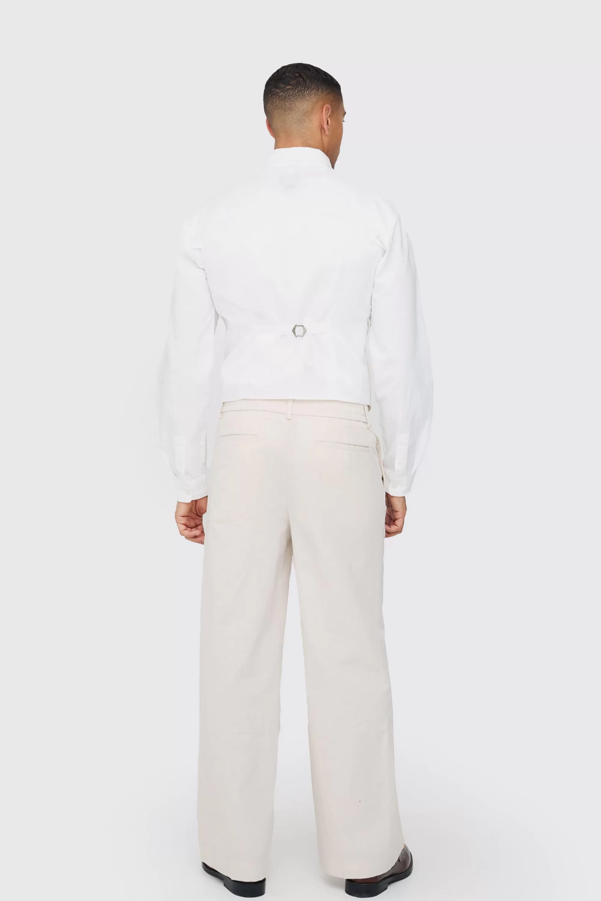 boohooMAN Linen Blend Slim Fit Waistcoat | UK