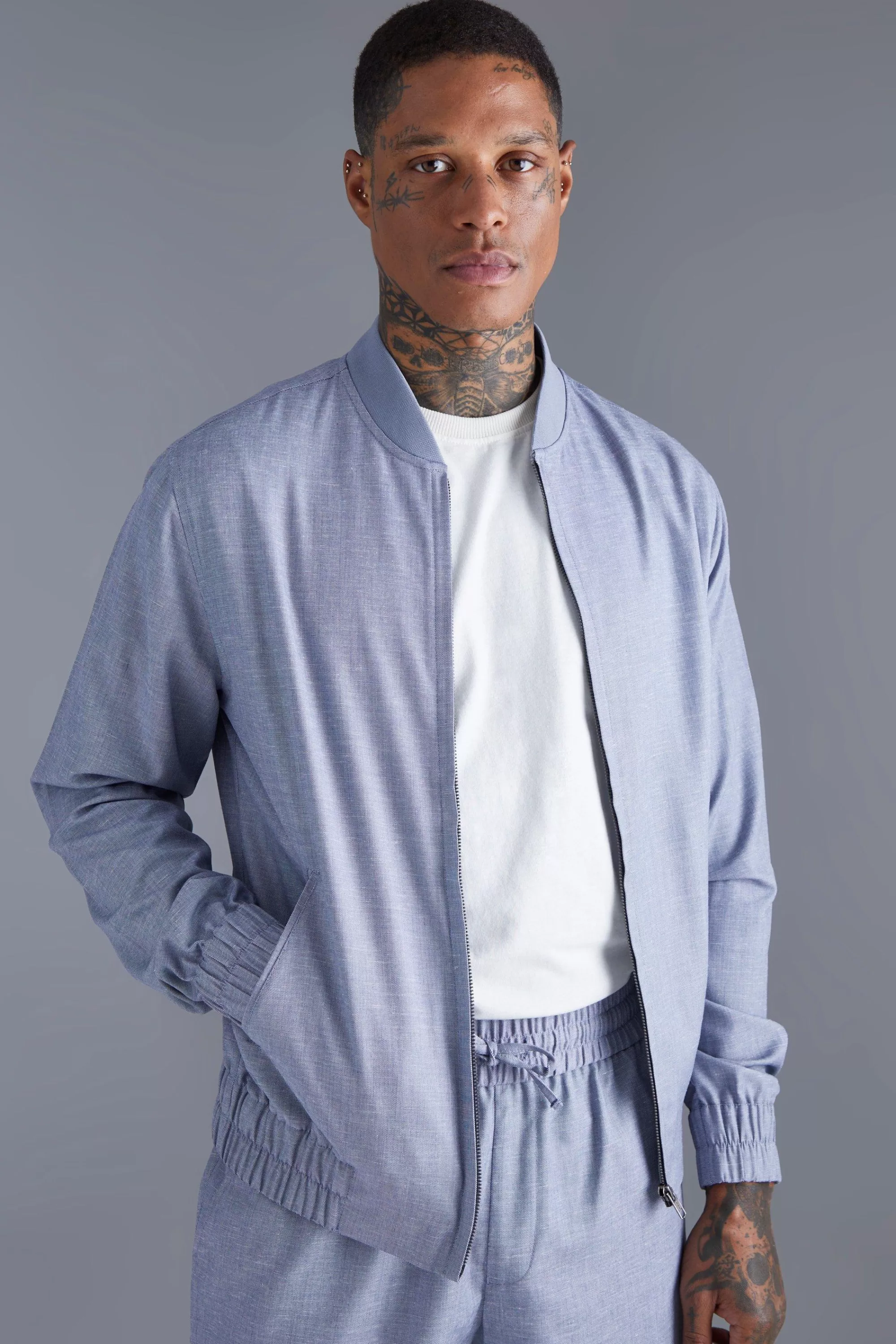 boohooMAN Linen Bomber | UK