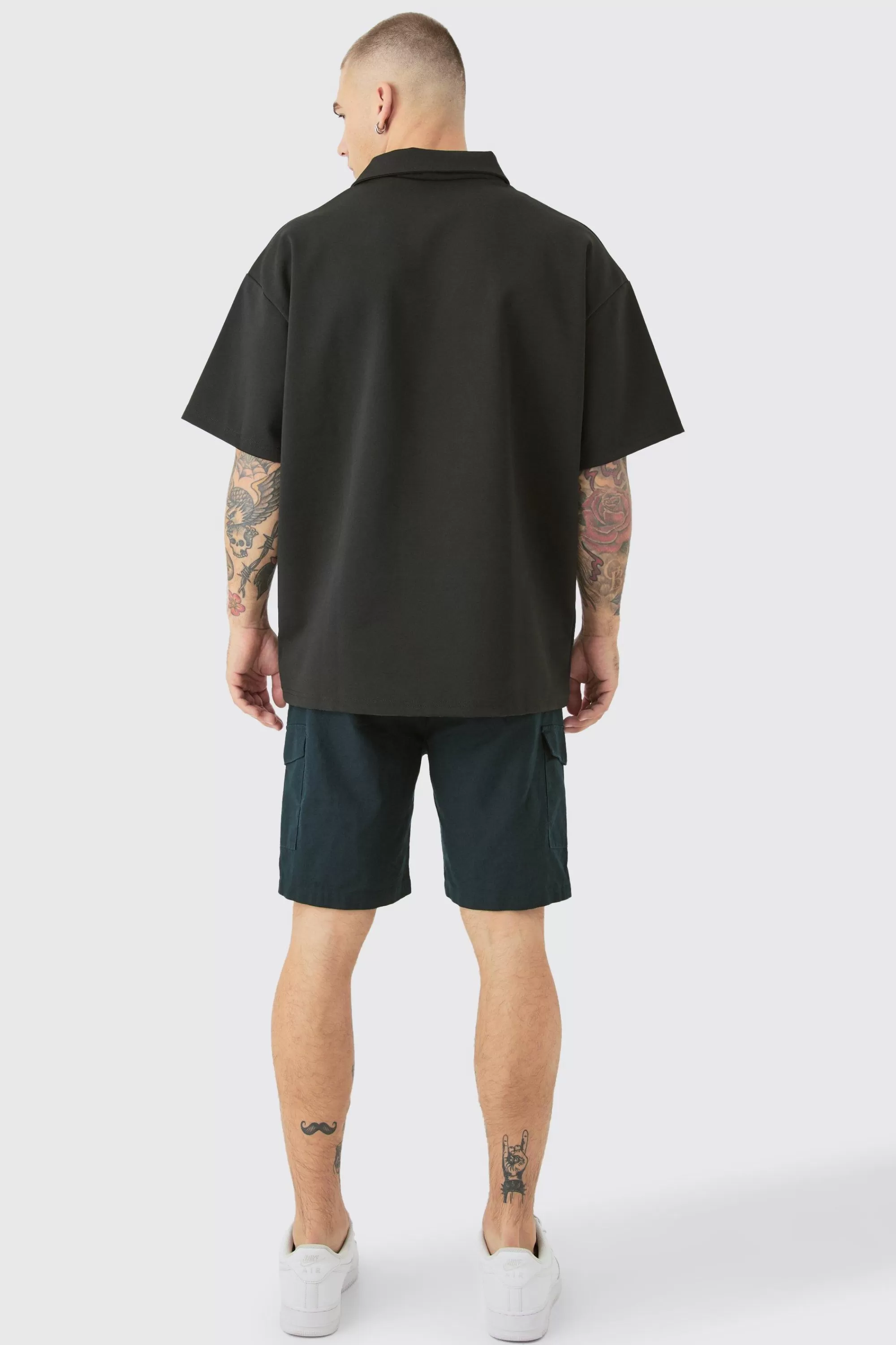 boohooMAN Linen Elasticated Waist Cargo Shorts | UK