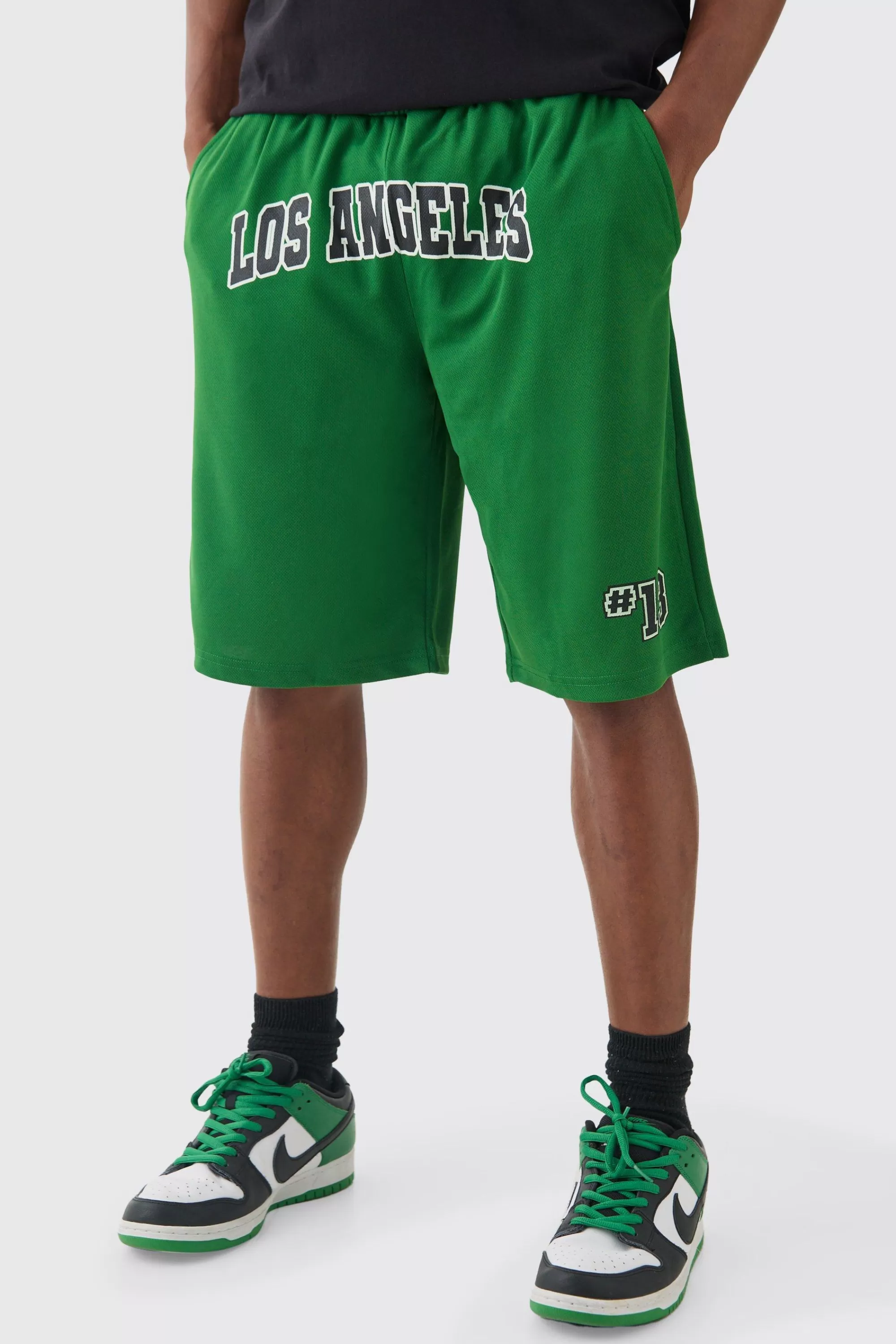 boohooMAN Long Length Los Angeles Basketball Short | UK