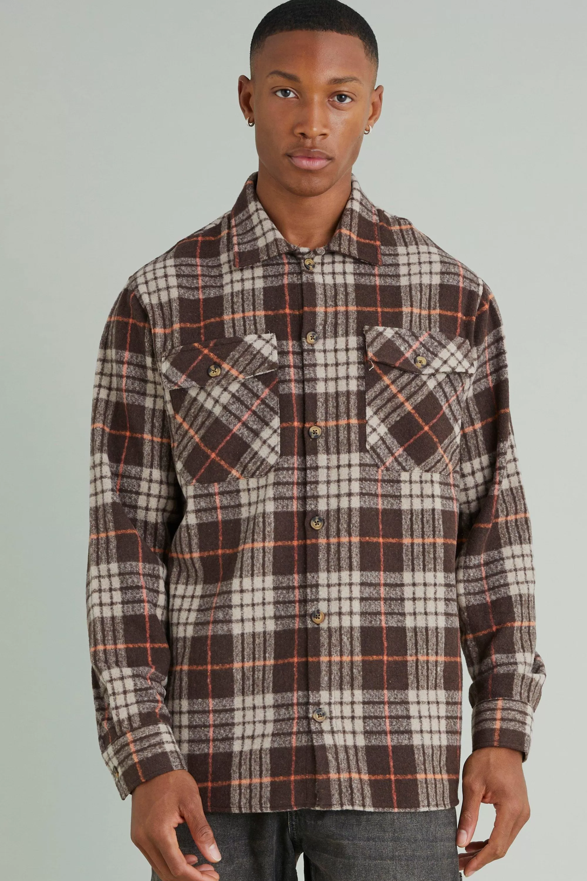 boohooMAN Long Sleeve Brushed Flannel Check Shirt | UK