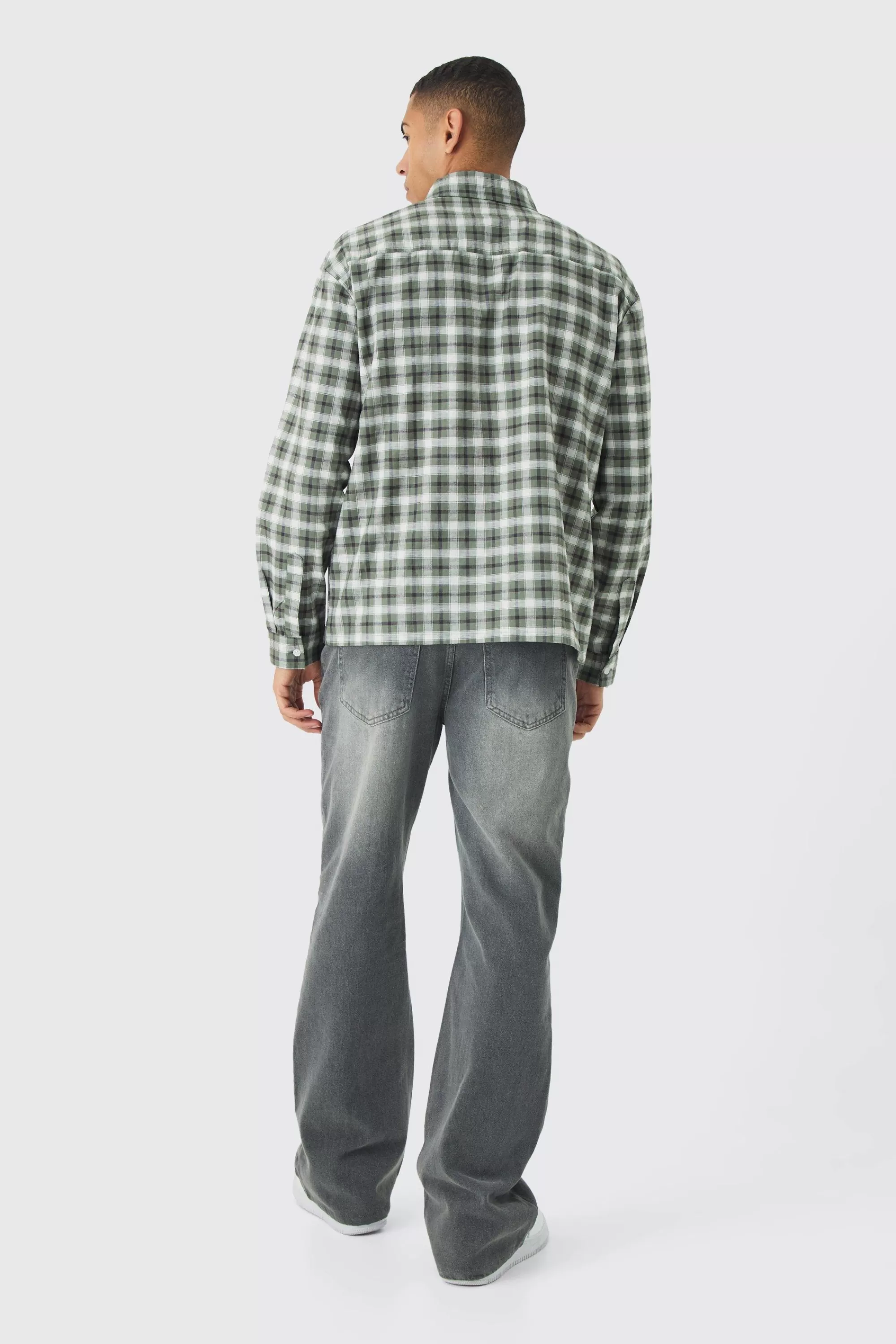 boohooMAN Long Sleeve Checked Oversized Shirt | UK