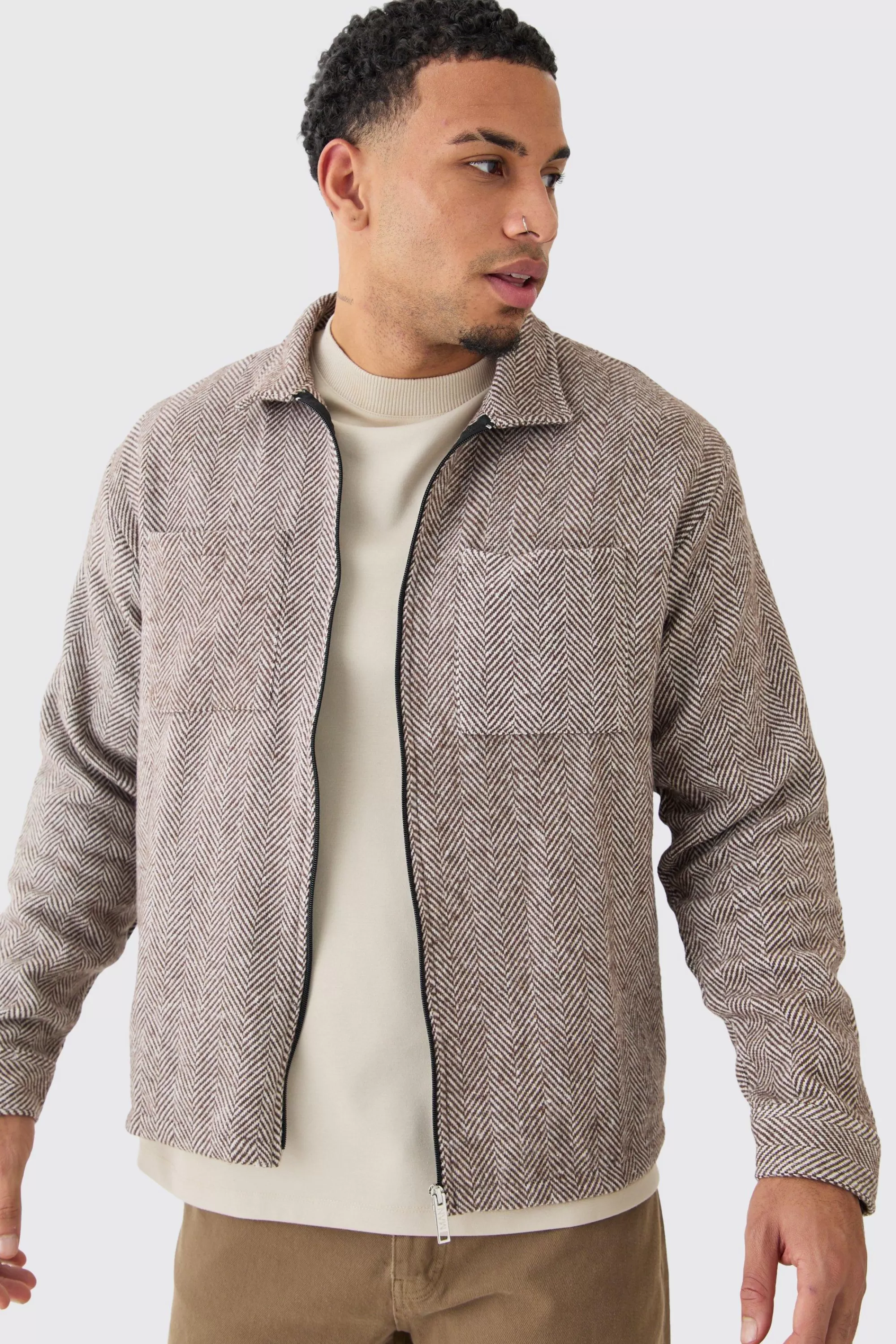 boohooMAN Long Sleeve P Boxy Jacquard Overshirt | UK